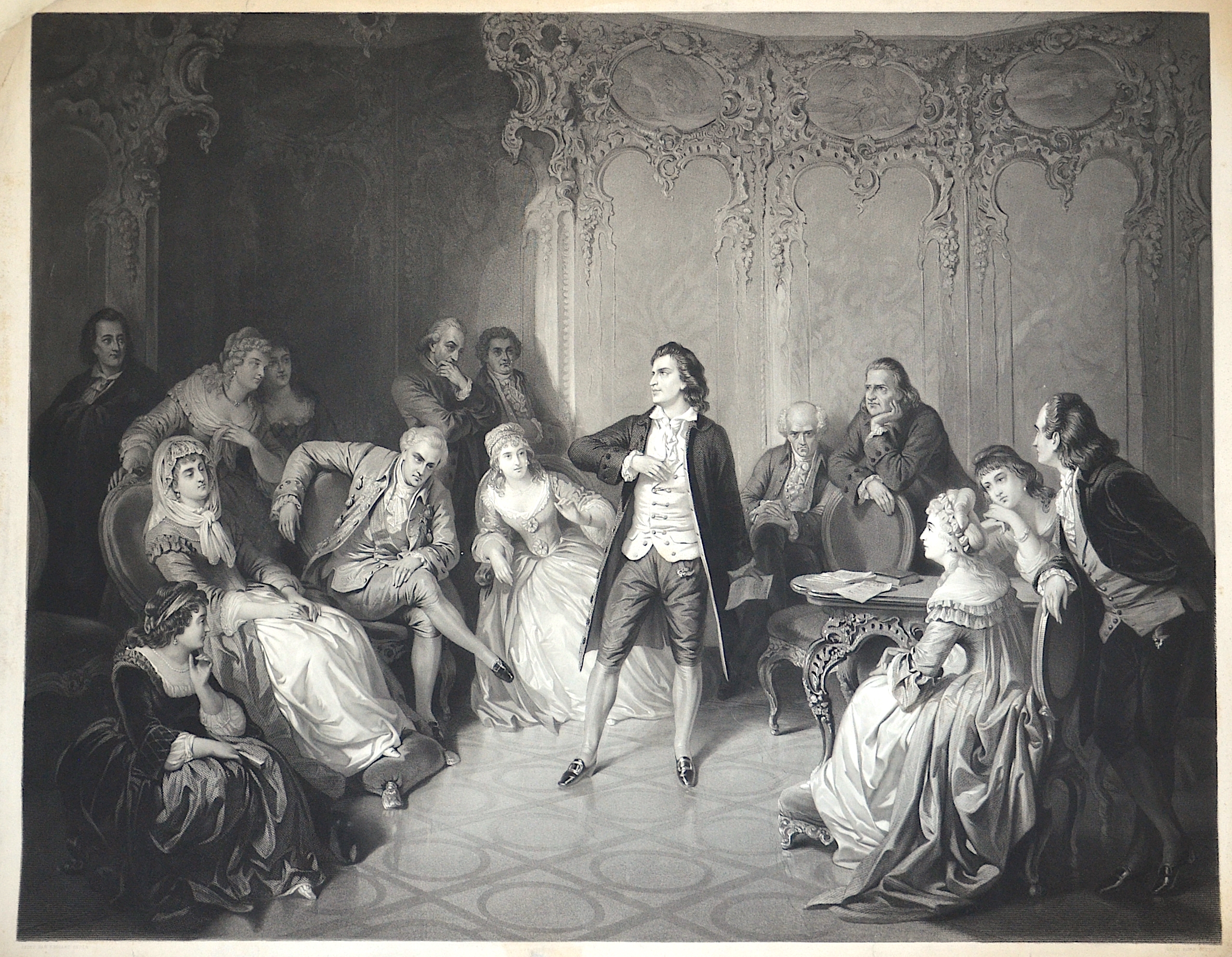 Cottin  Schiller a la cour de Weimar / Frederic Schiller declame son drame Don Carlos devant duc Charles Auguste de Weimar et sa Co.
