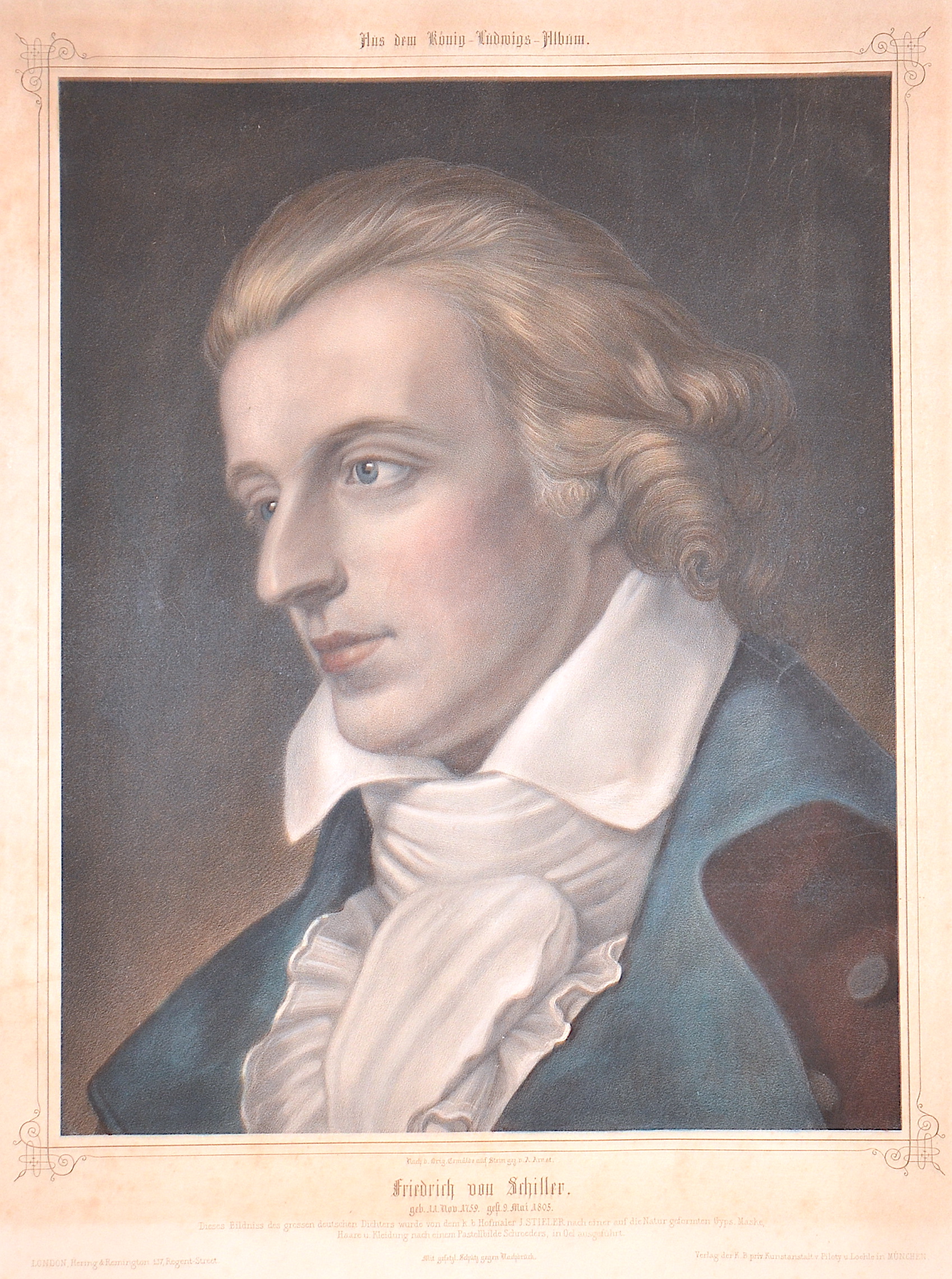 Stieler Josef Friedrich von Schiller. Geb. 11. Nov. 1759. gest. 9. Mai 1805.