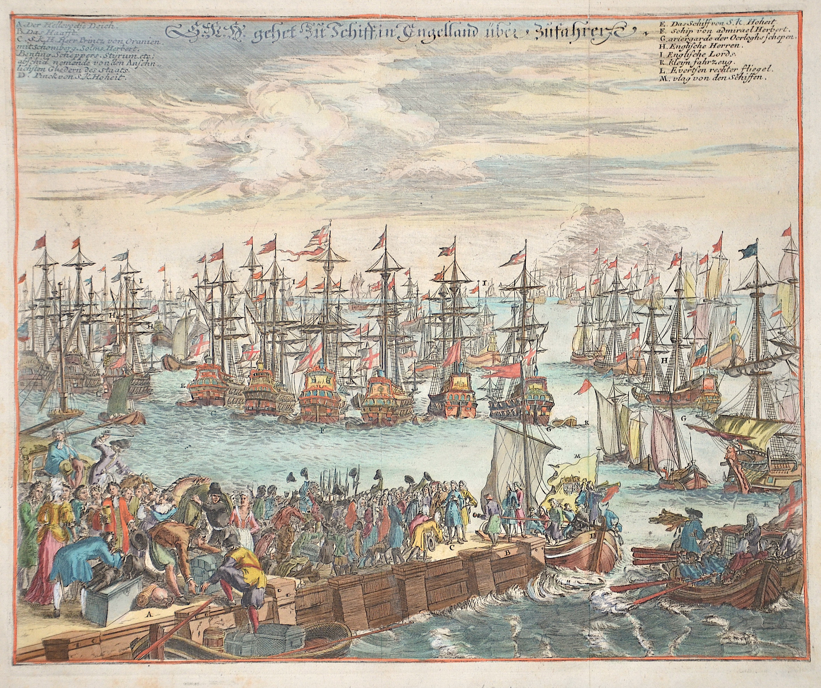 Merian Matthäus S.K.H. gehet zu Schiff in Engelland über zufahren.