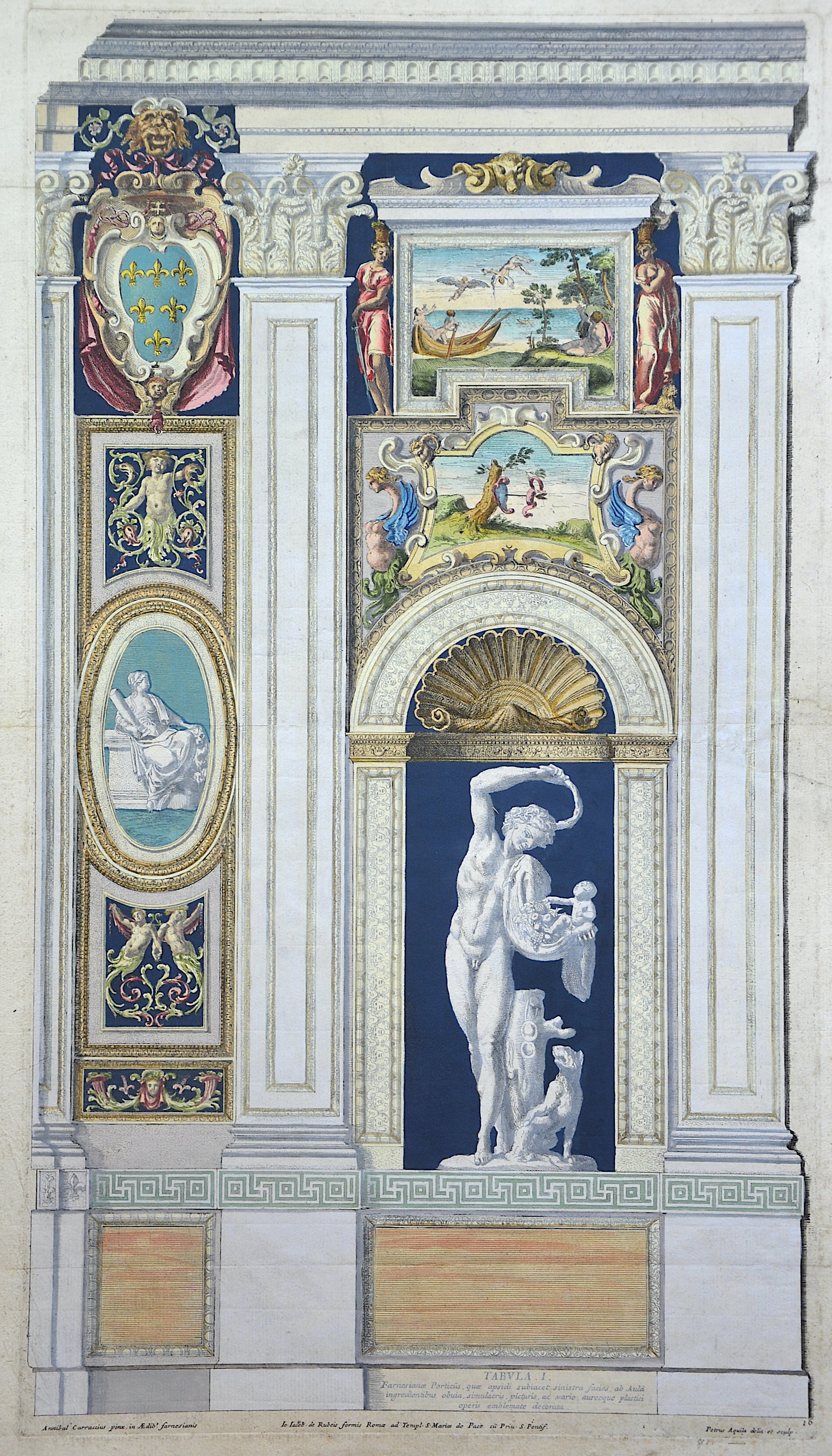 Carraccius Annibal Tabula I Farnesiana Posticus quae apsidi subiacet sinistra facis, ab Aula ingredietibus obuia, simulacris picturis ac vario, aurioque plasici operis..