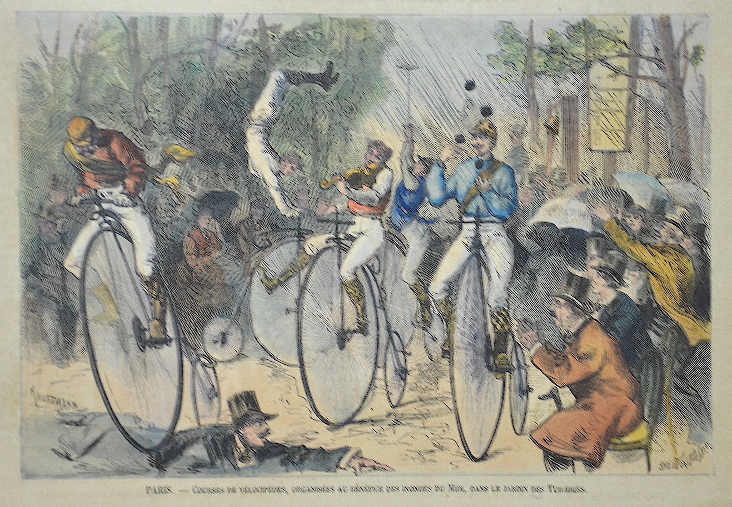 Tilly Paris.Courses de Velocipedes, organisees au Benefice des Inondes du Midi, dans le jardin des Tuileries.