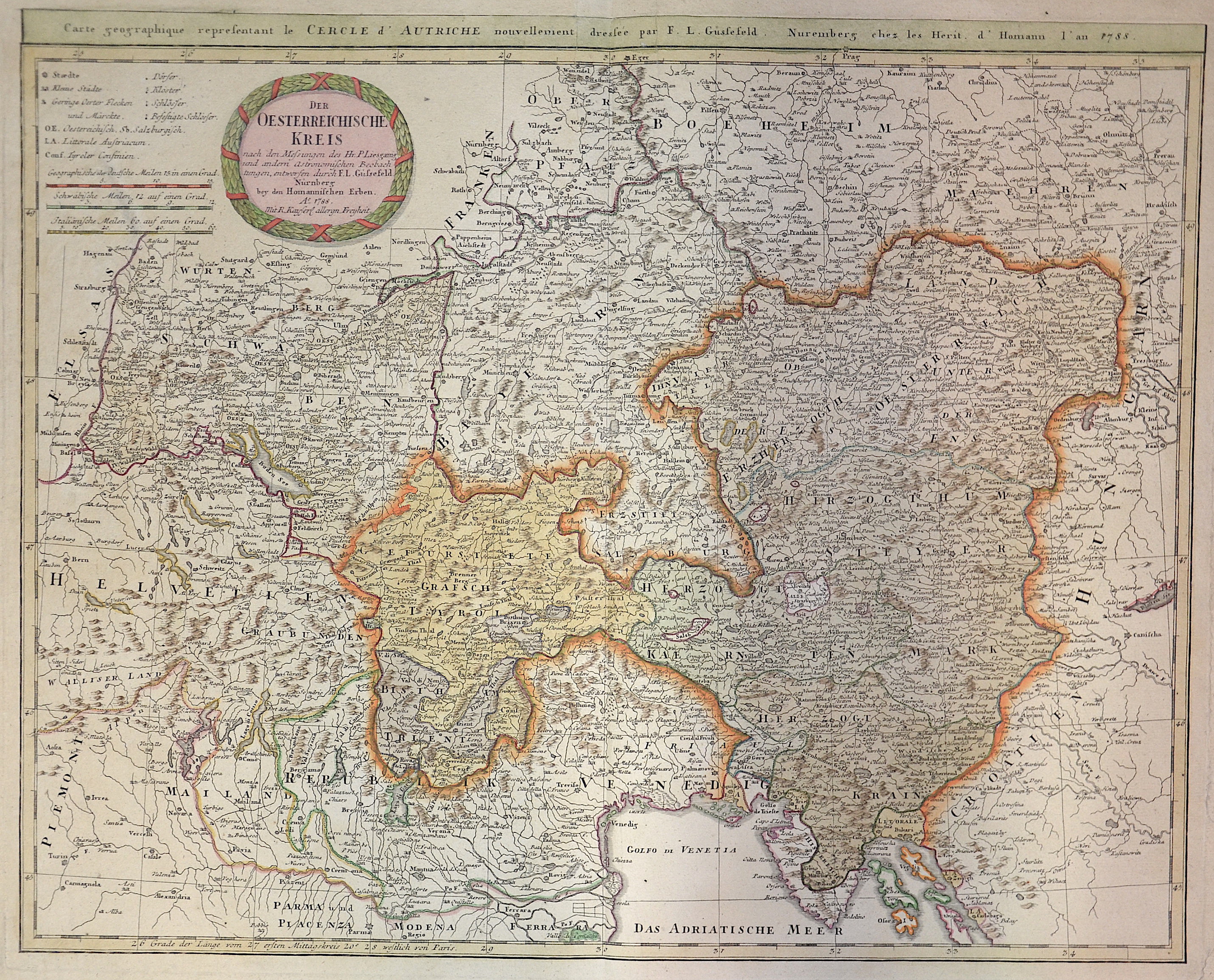 Homann / Güssefeld  Der Oesterreichische Kreis / Carte geographique le Cercle d’Autriche