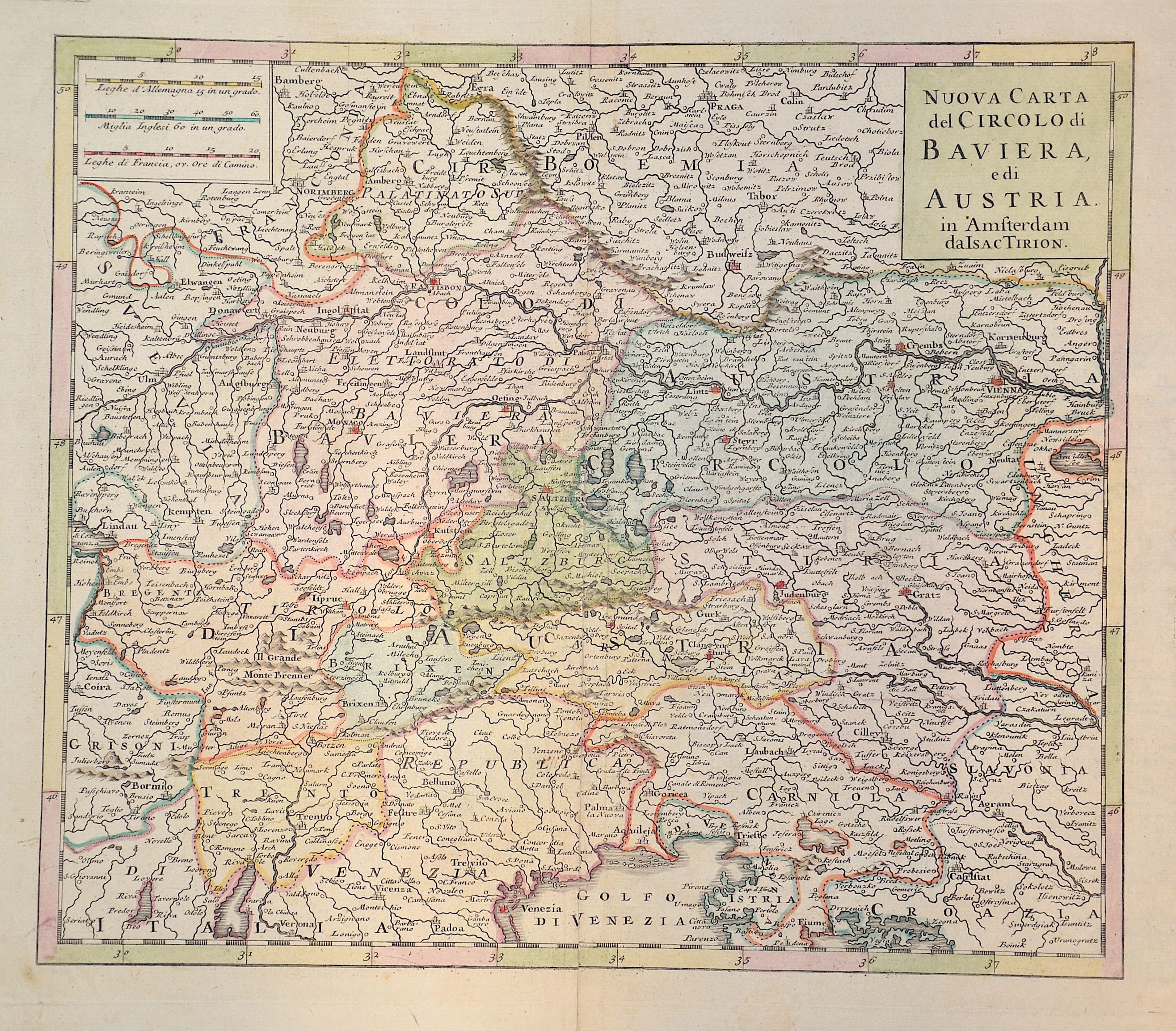 Tirion Isaak Nuova Carte del Circolo di Baviera, edi Austria.