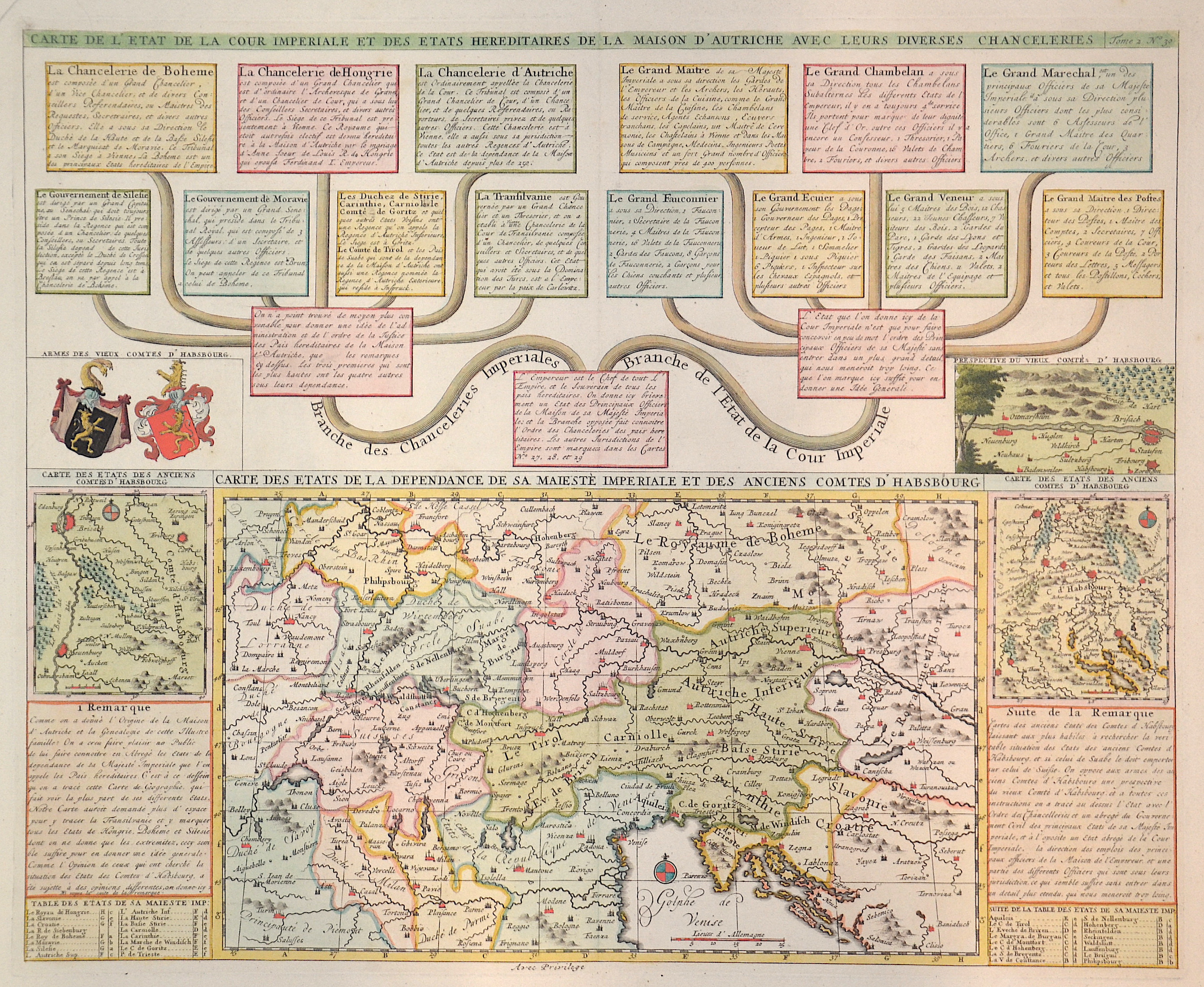 Chatelain  Carte de l’etat de la cour imperiale et des etats hereditaires de la maison d’Autriche avec leurs