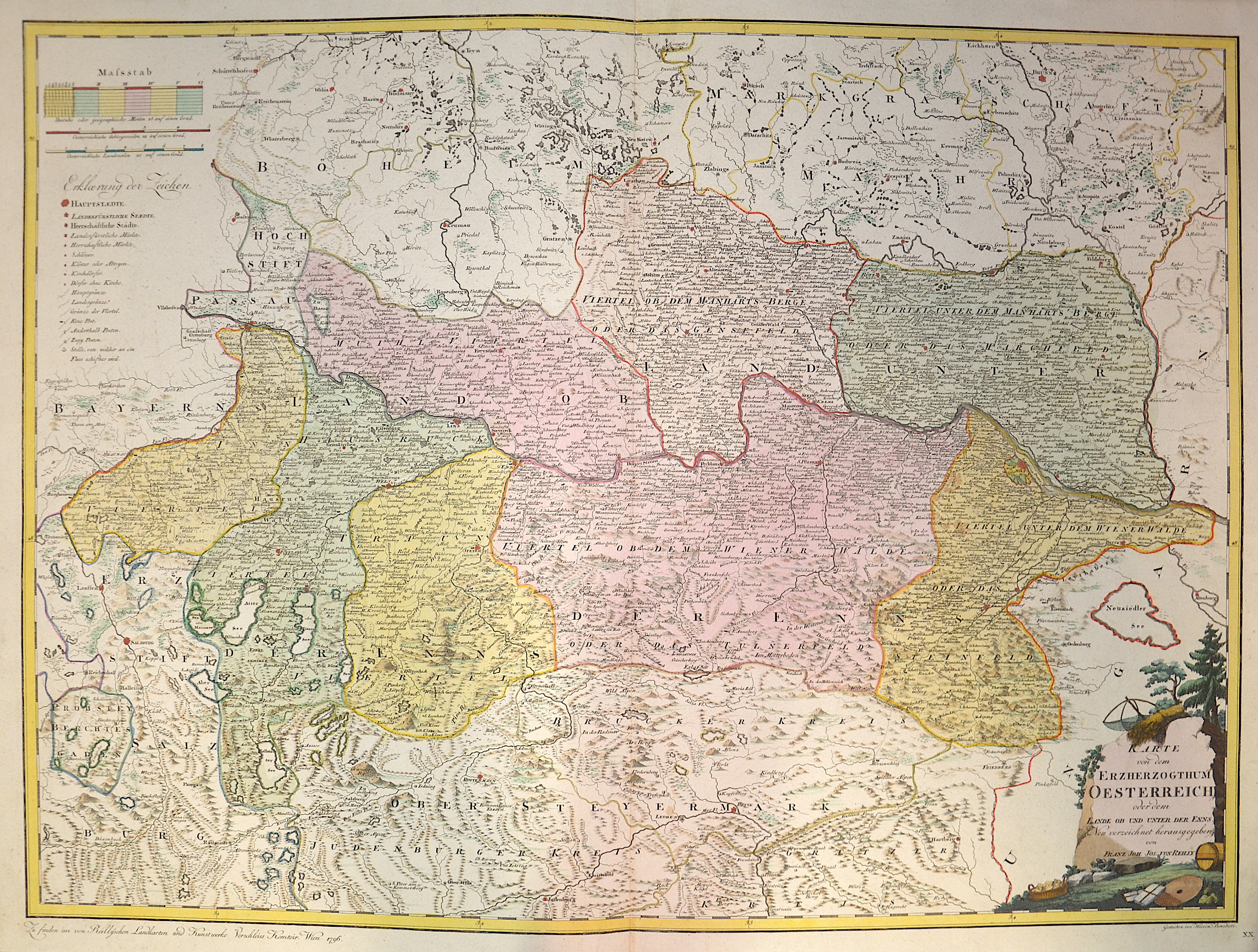 Reilly  Karte von dem Erzherzogtum Oesterreich oder dem Lande ob und unter der Enns.