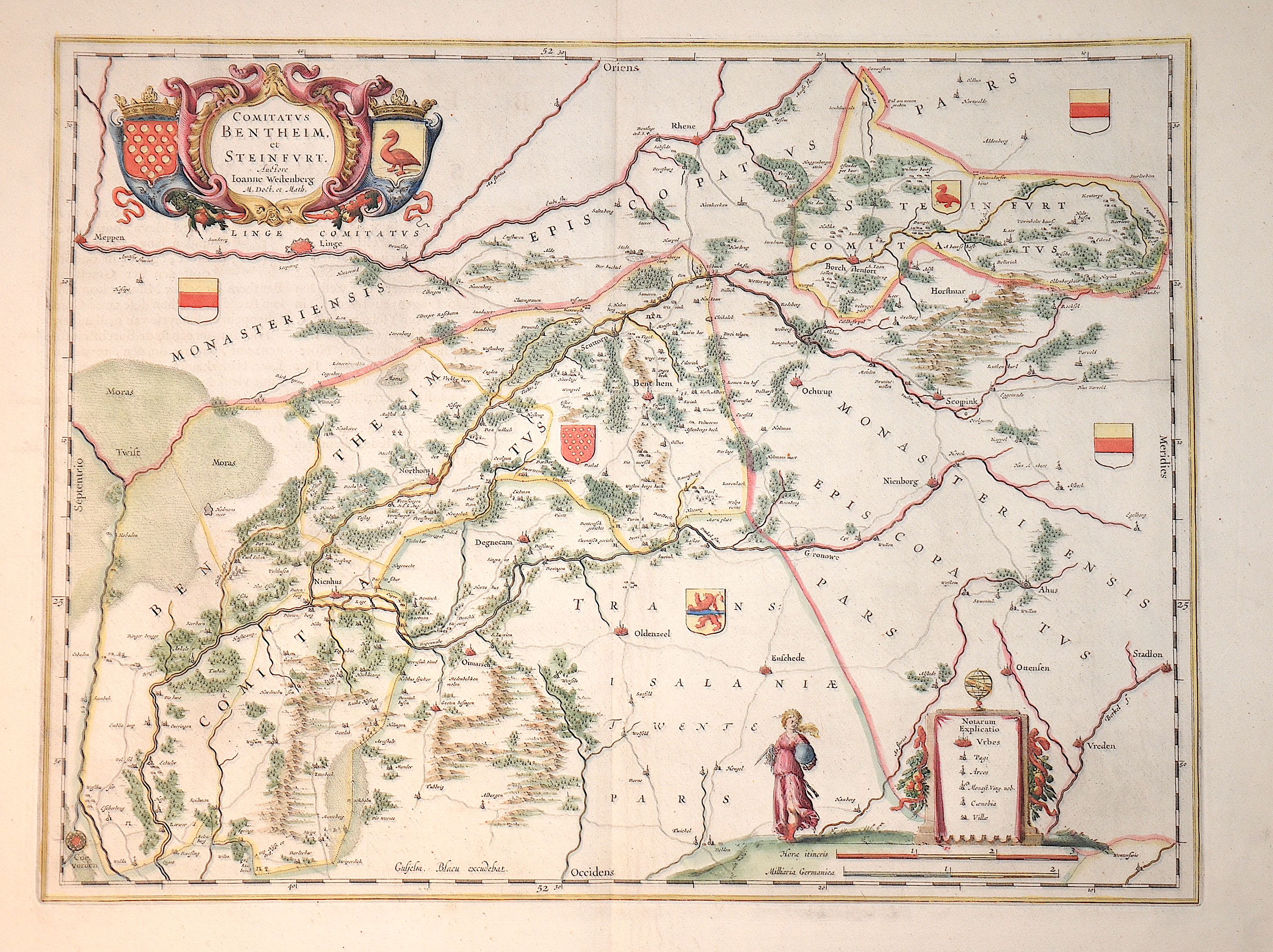 Blaeu Willem Janszoon Comitatus Bentheim, et Steinfurt. Auctore Joanne Westenberg M. Doct. et Math.