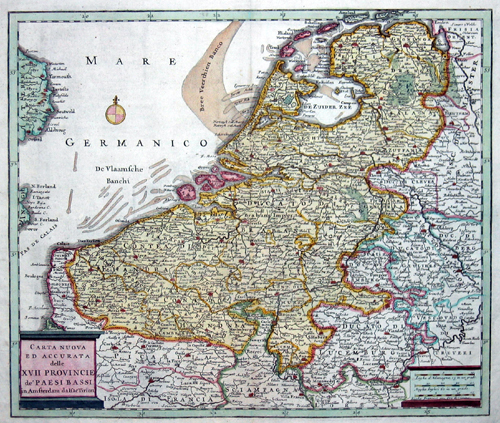 Tirion  Carta Nuova ed accurata delle XVII Provincie de Paesi Bassi