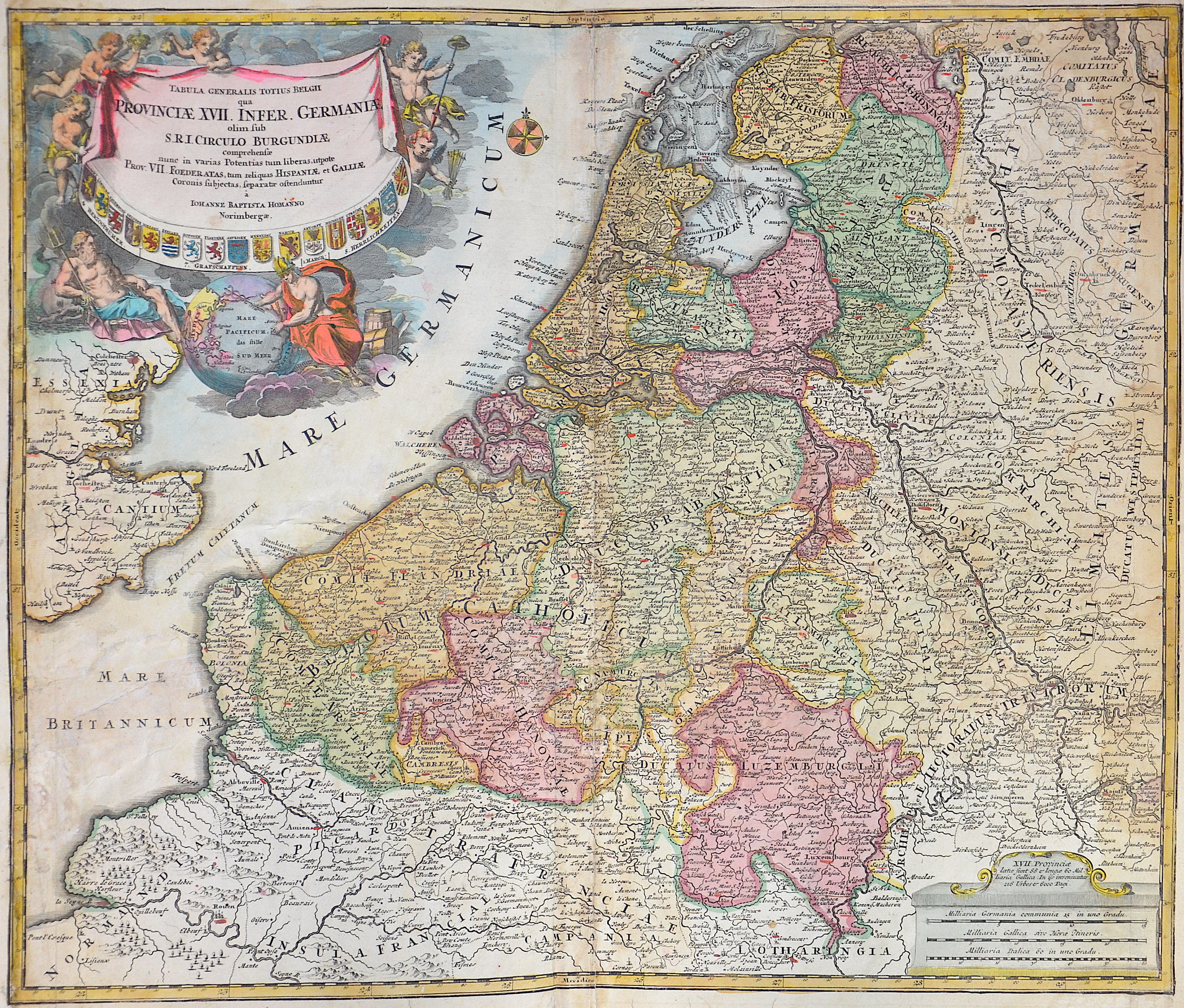 Homann Johann Babtiste Tabula Generalis Totius Belgii qua Provinciae XVII. infer. Germaniae olim sub S.R.I. Circulo Burgundiae