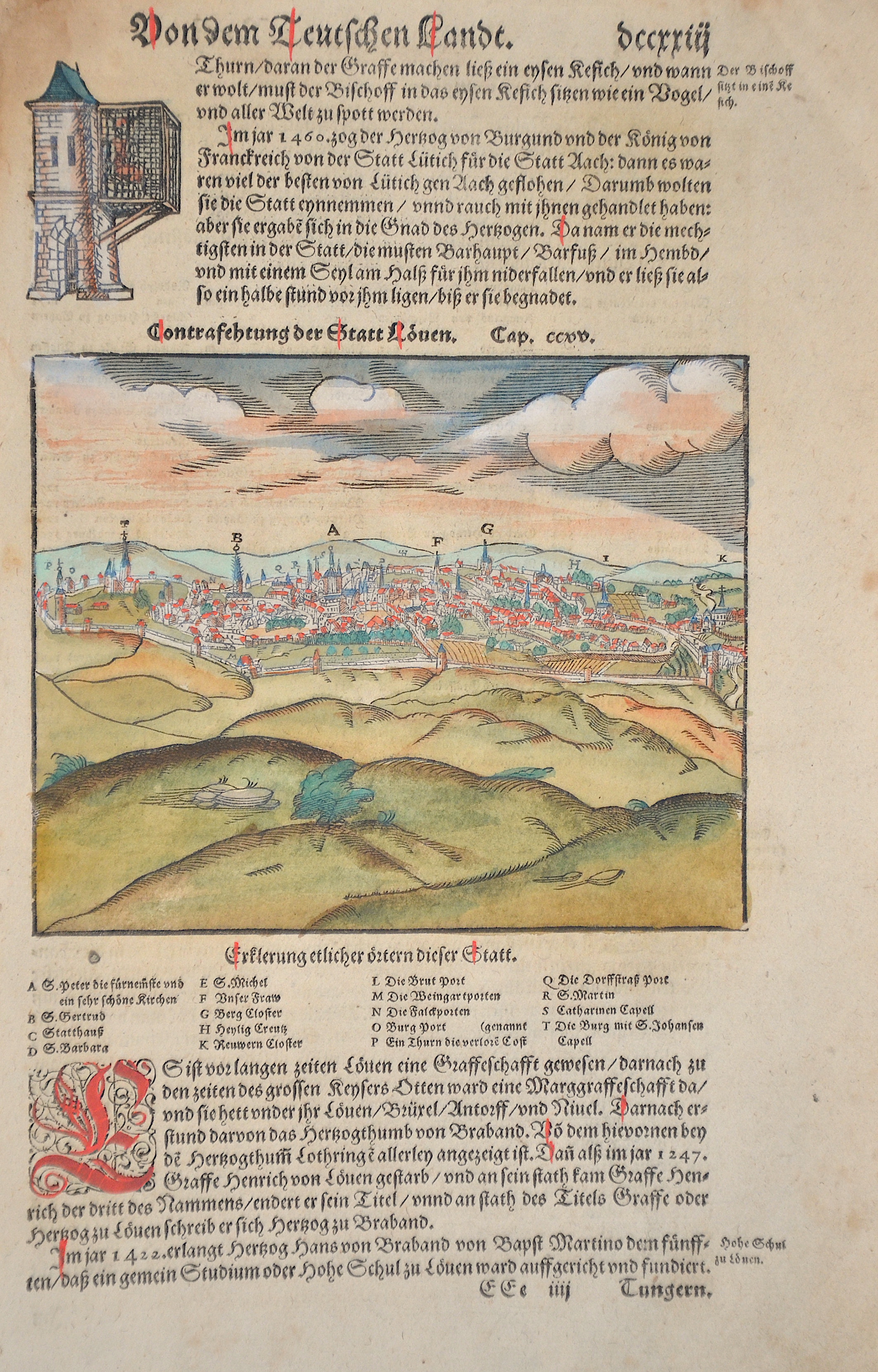 Münster Sebastian Von dem Teutschen Landt. / Contrafehtung der Statt Löuen.