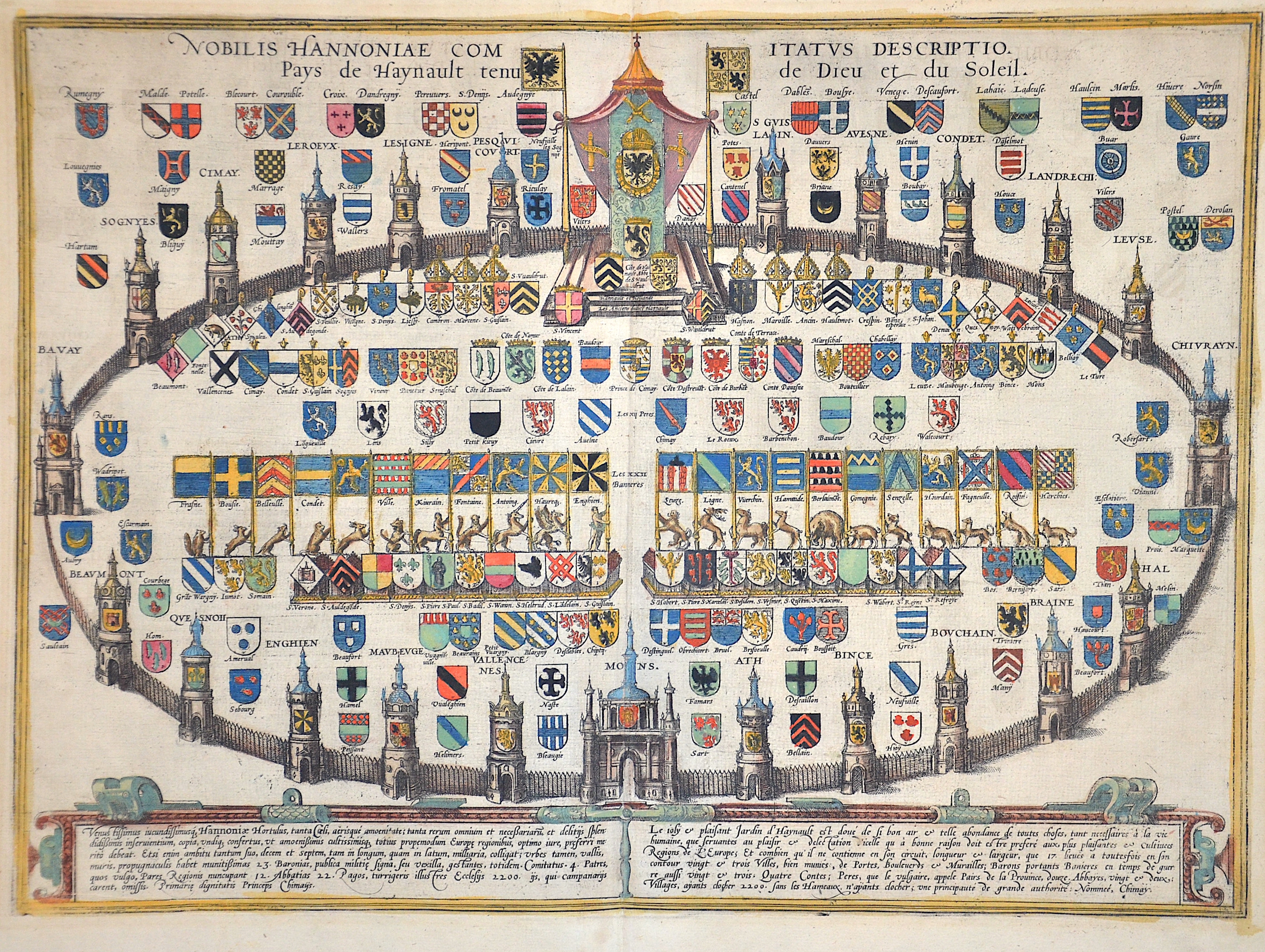Braun/Hogenberg Franz/ Georg Nobilis Hannoniae comitatus descriptio. Pays de Haynault tenu de Dieu et du Soleil