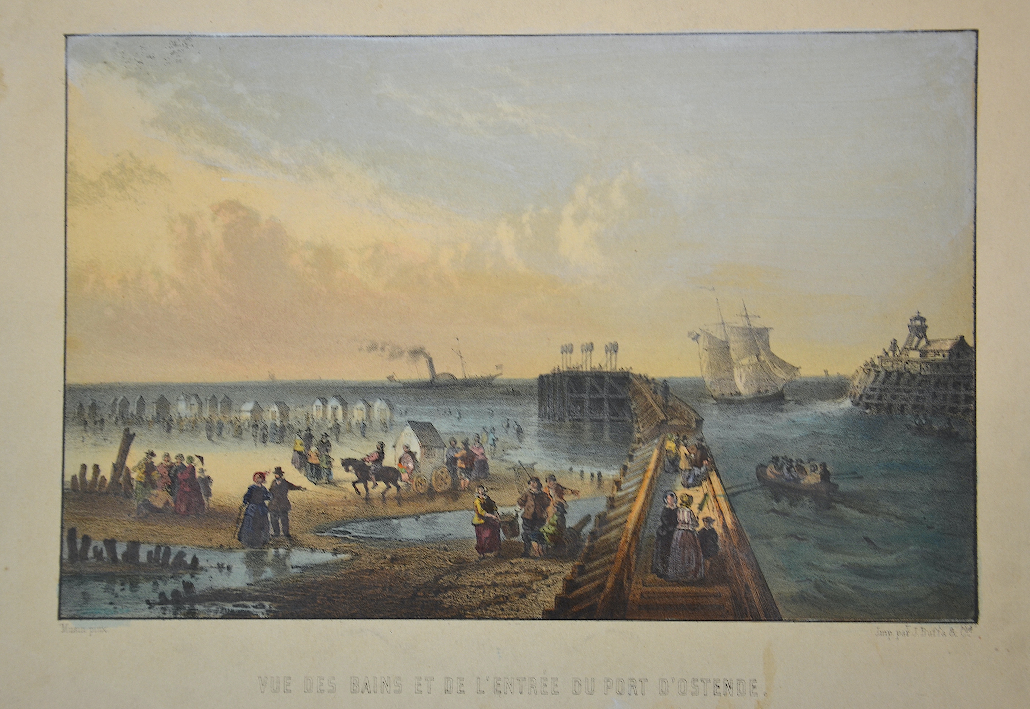 Buffa & Cie. Vue des bains et de L’Entree du Port D’Ostende.