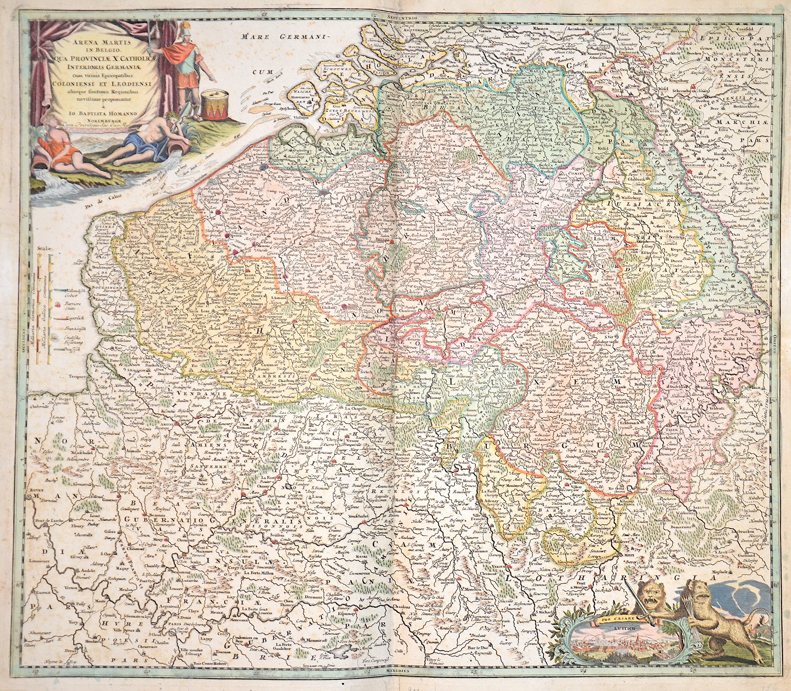 Homann Johann Babtiste Arena Martis in Belgio, Qua Provinciae X. Catholicae inferioris Germaniae cum vicinis Episcopatibus, Coloniensi et Leodiensi..