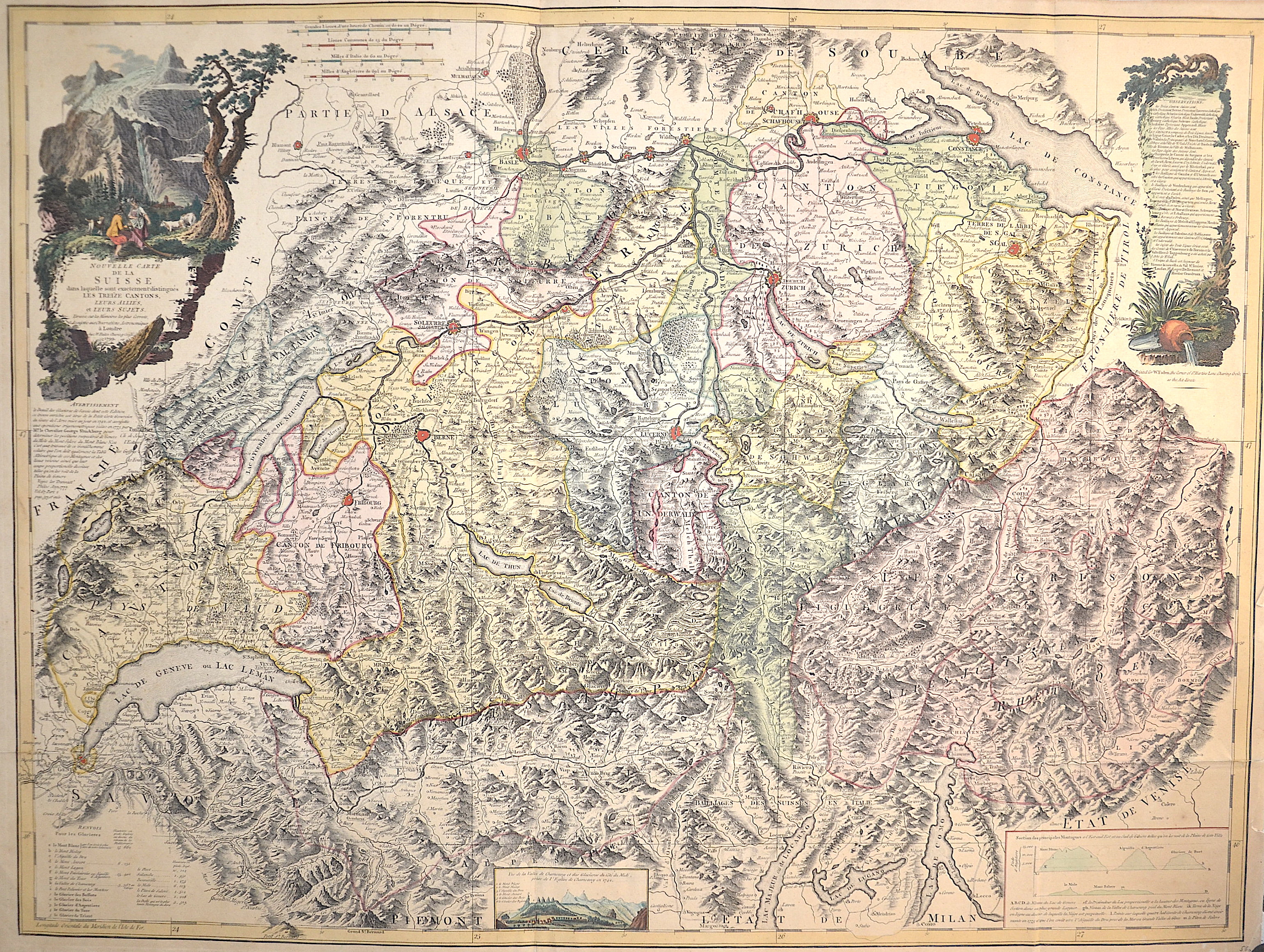 Faden William Nouvelle Carte de la Suisse dans laquelle sont exactement distingues Les Treize Cantons,…