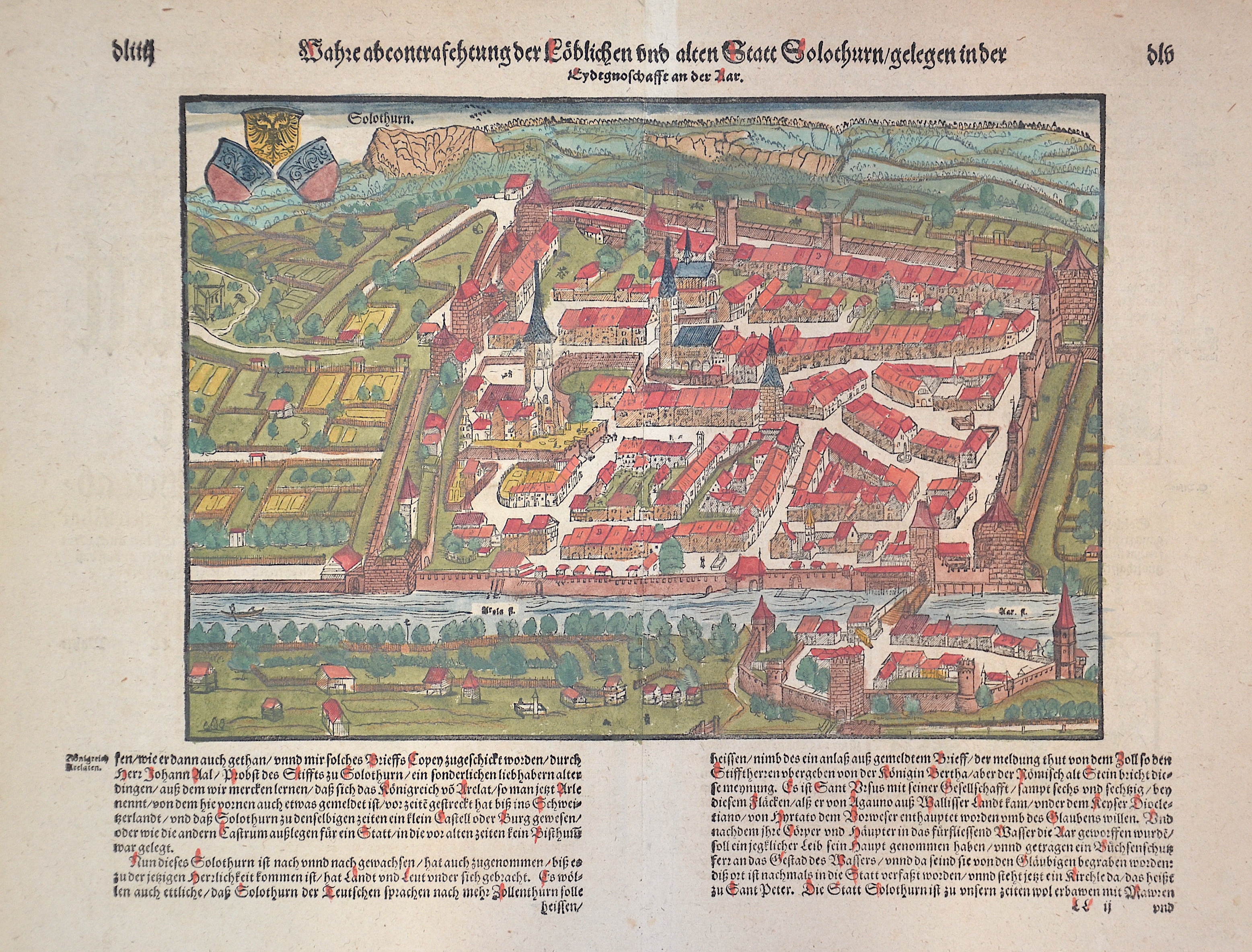 Münster Sebastian Wahre abcontrafehtung der Löblichen und alten Statt Solothurn/gelegen in der Eydtgnoschafft an der Aar.