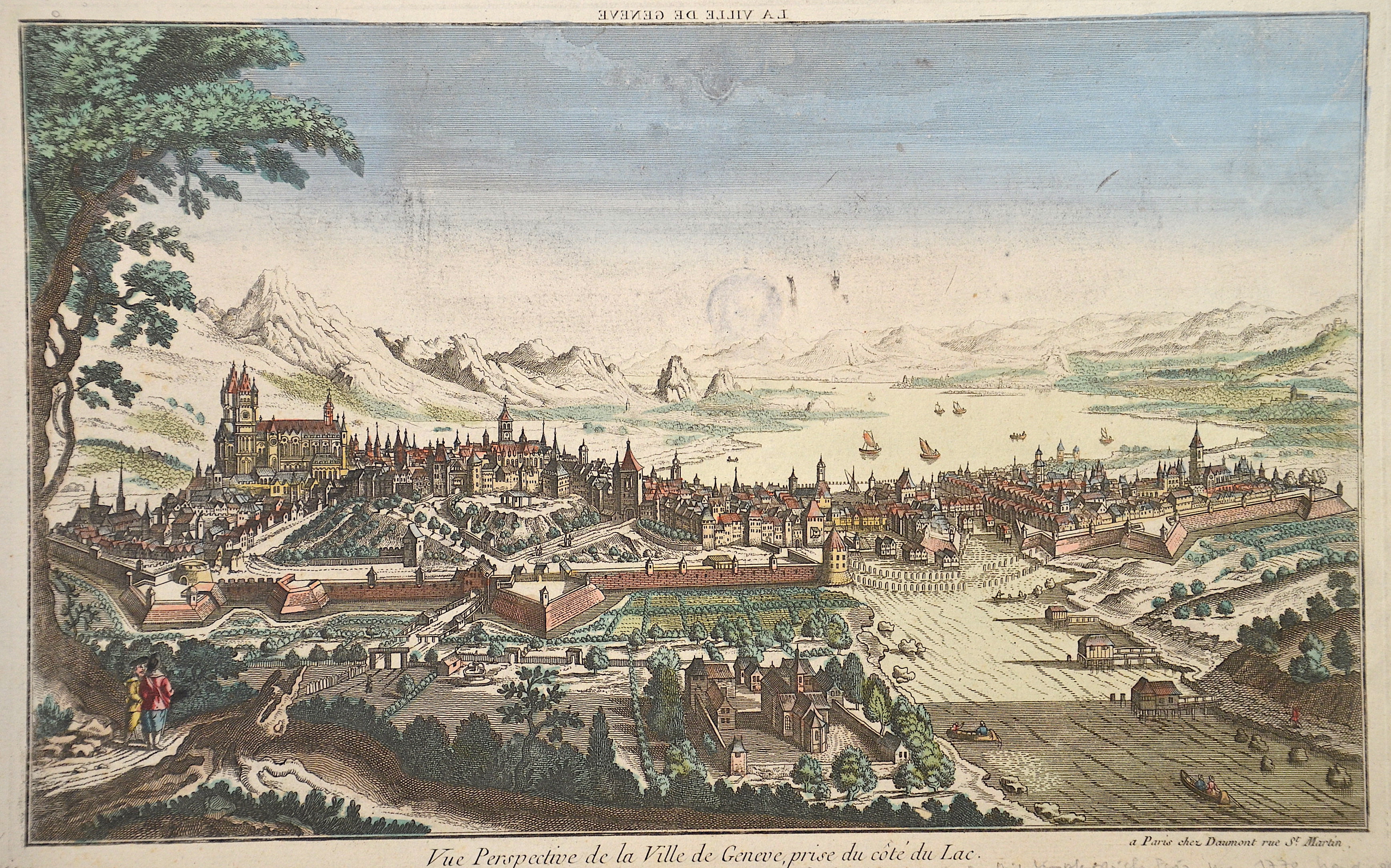 Daumont Jean-Francois Vue Perspective de la Ville de Geneve, prise du cote du Lac.