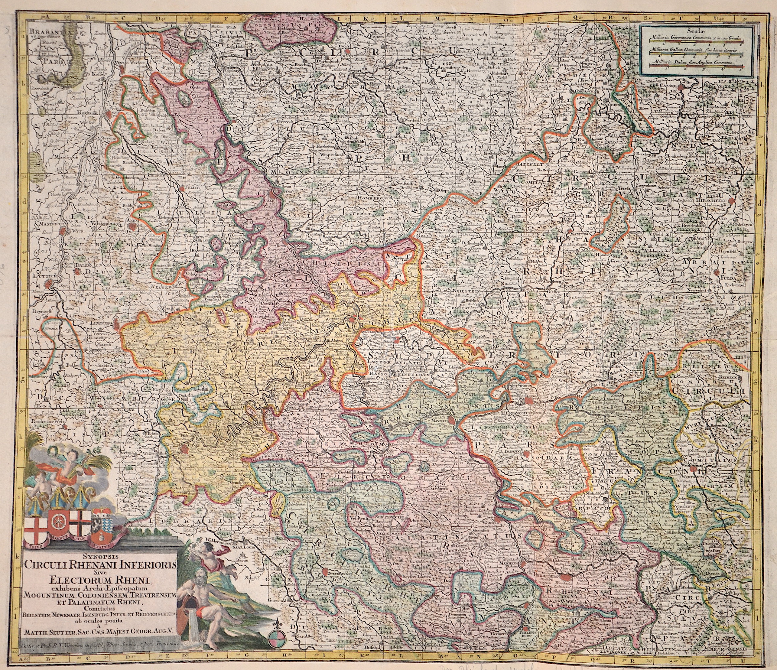 Seutter Matthias Synopsis Circuli Rhenani Inferioris Sive Electorum Rheni, exhibens Archi-Episcopatum Morguntinum Coloniensem, Trevirensem et Palatinatum Rheni ….