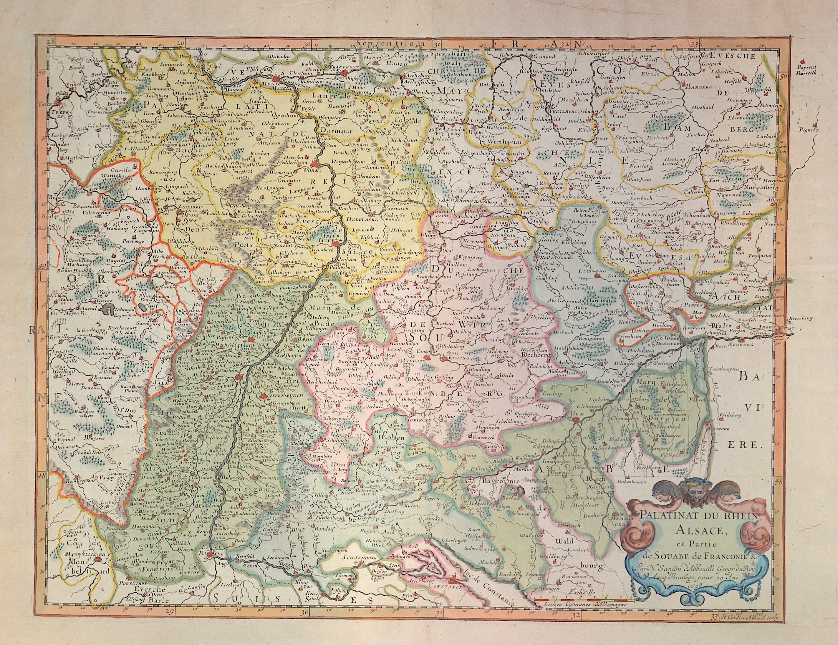Sanson  Palatinat du Rhein, Alsace et partie de Souabe de Farnconie