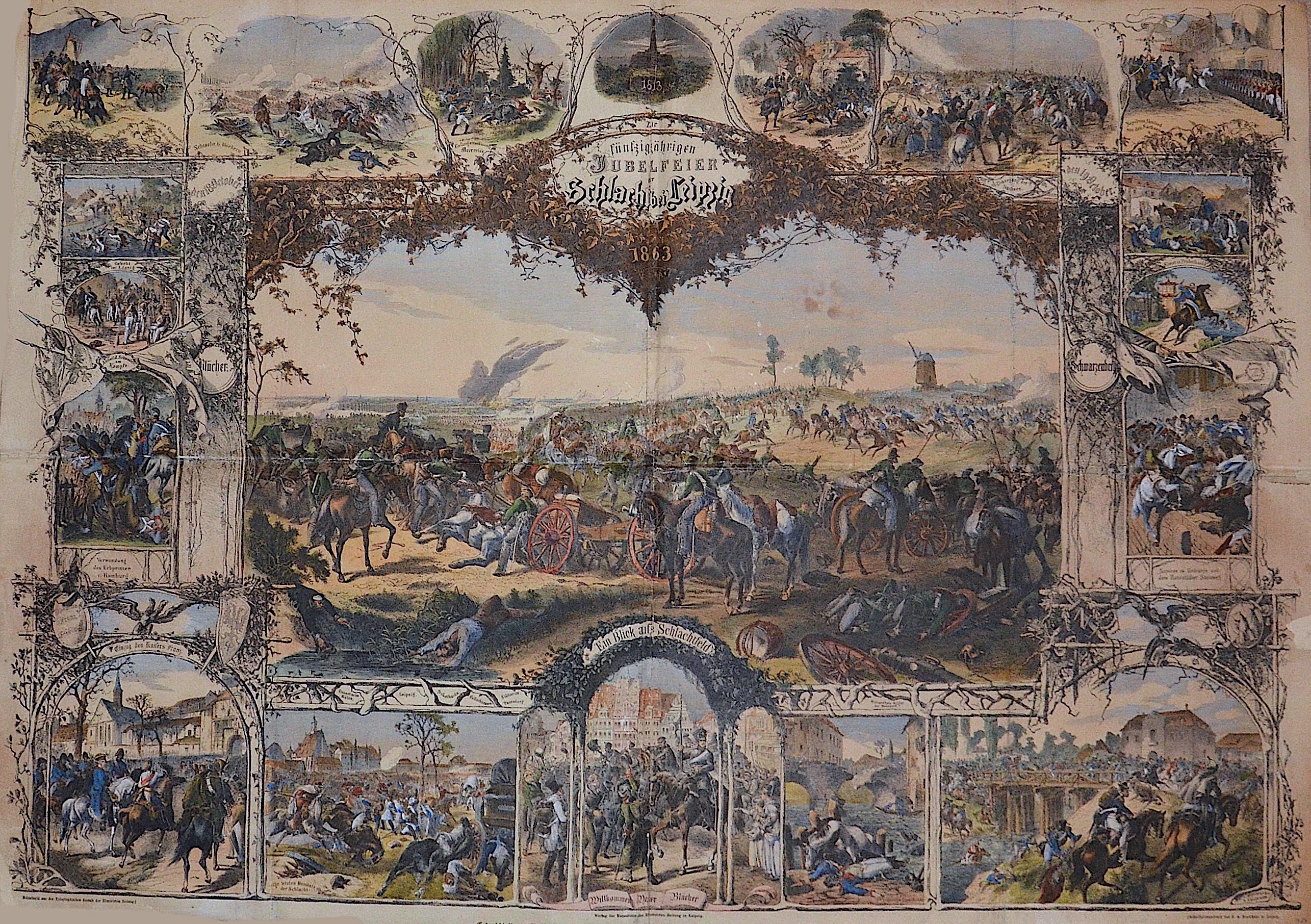 Brockhaus  Gedenkblatt zur fünfzigjährigen Jubelfeier der Völker Schlacht bei Leipzig 1863