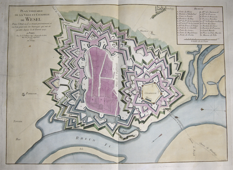 Le Rouge  Plan veritable de la Ville et Citadelle de Wesel. Dans l’Etat ou il se trouve présentement, et ou l’on peut voir, les Ouvrages…