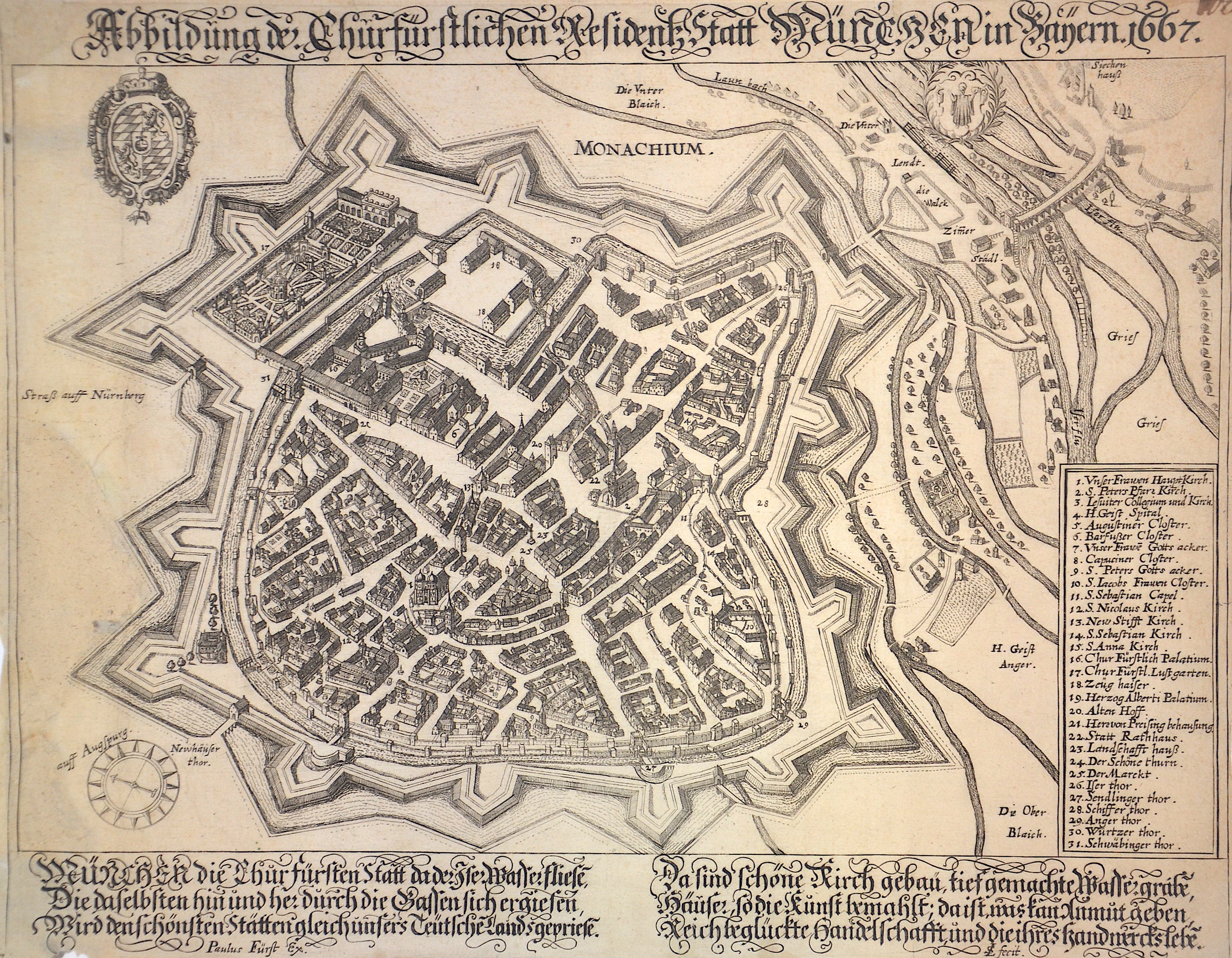 Schnitzer/ Fürst  Abbildung der Churfürstlichen Residentz Statt München in Bayern. 1667.