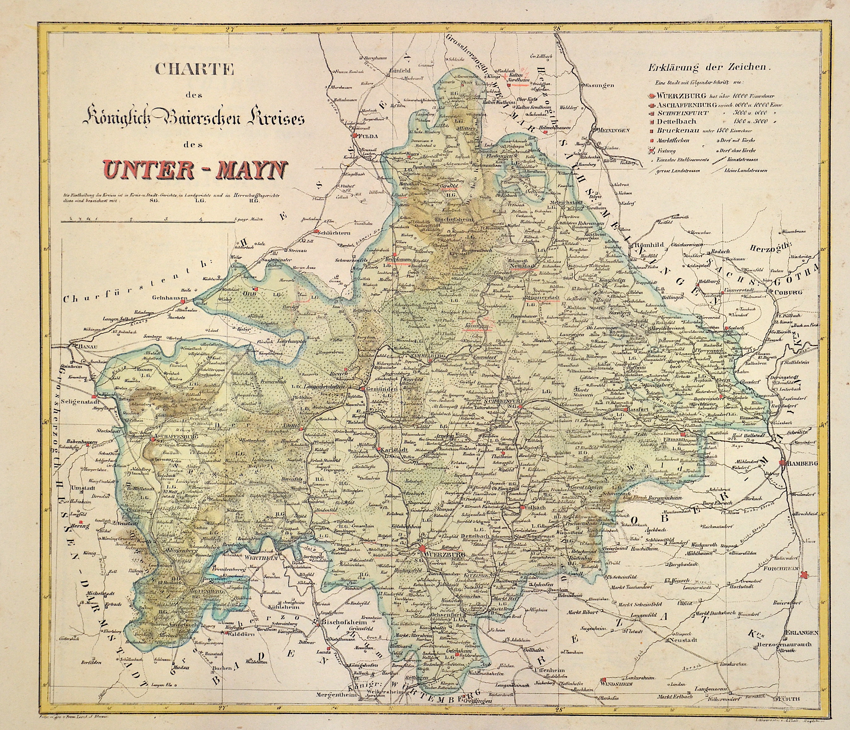 Platt  Charte des Königlich Baierschen Kreises des Unter-Mayn