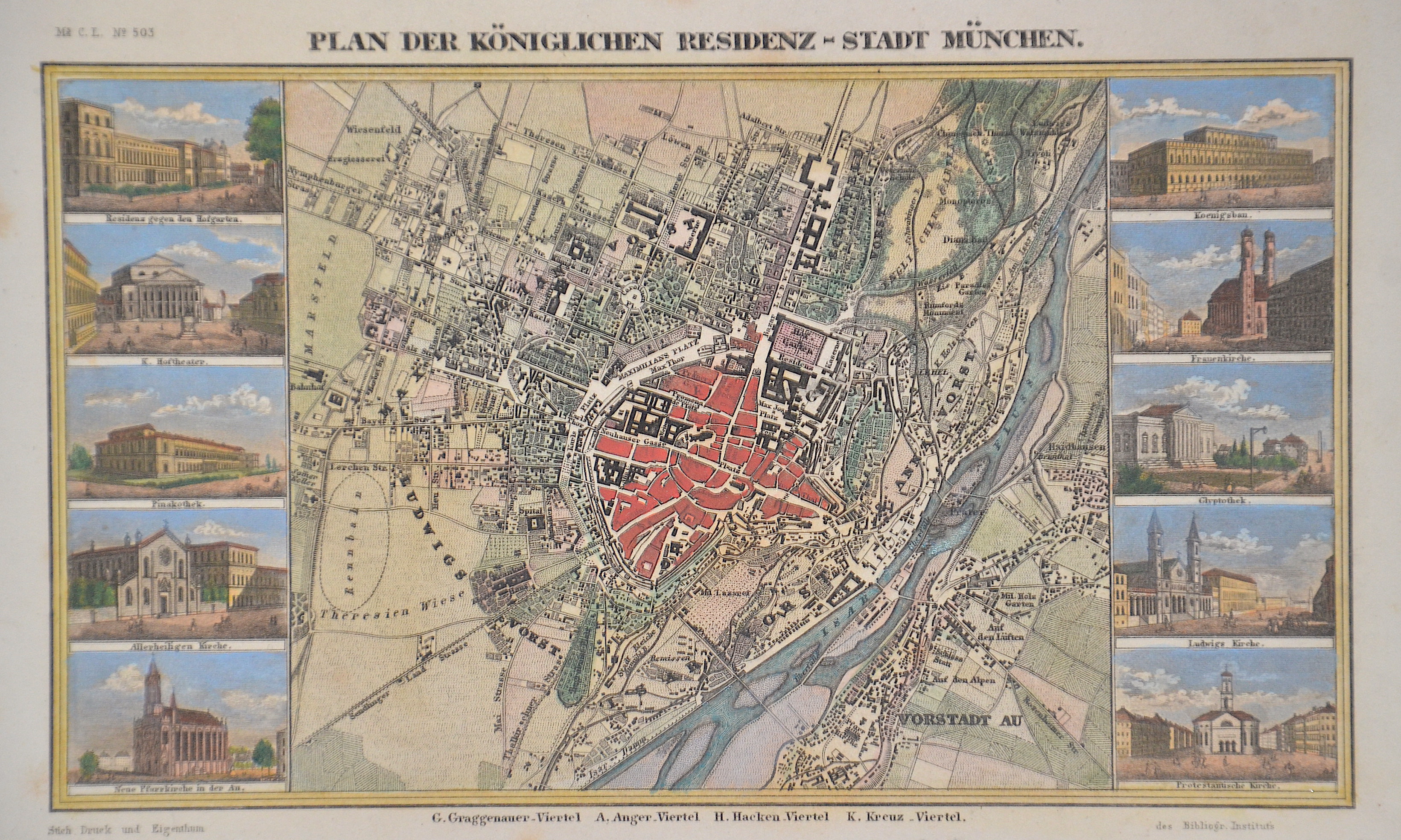 Bibliographisches Institut  Plan der Königlichen Residenz-Stadt München.