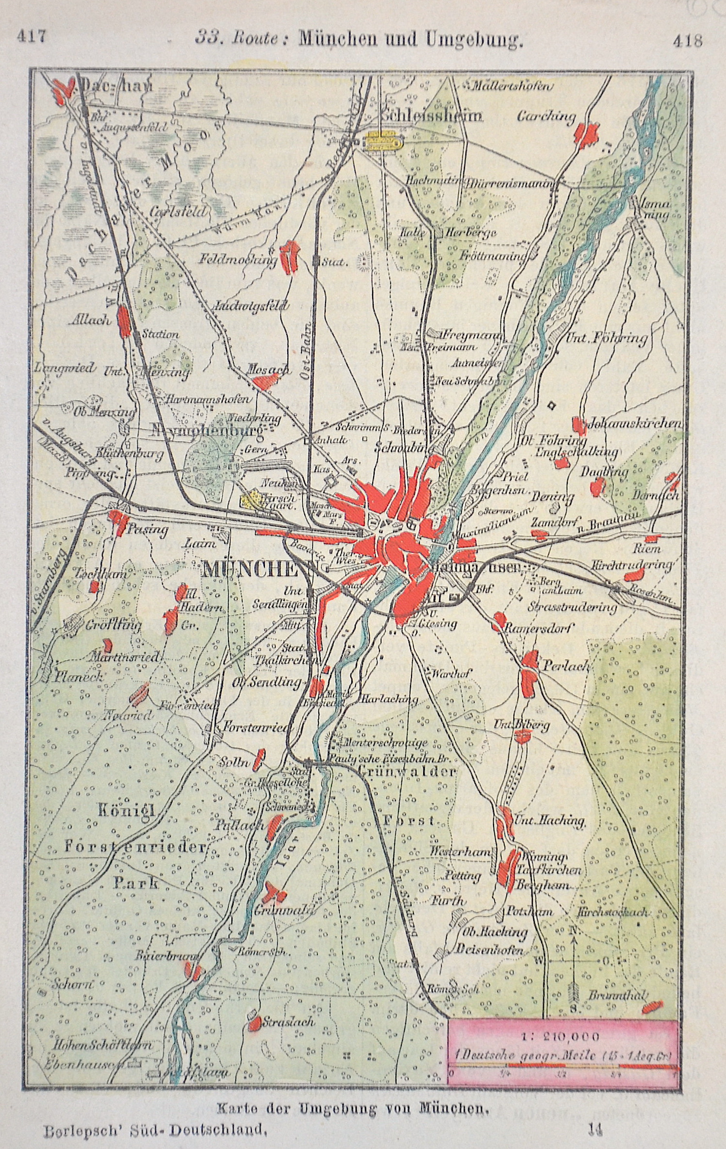 Anonymus  Karte der Umgebung von München.