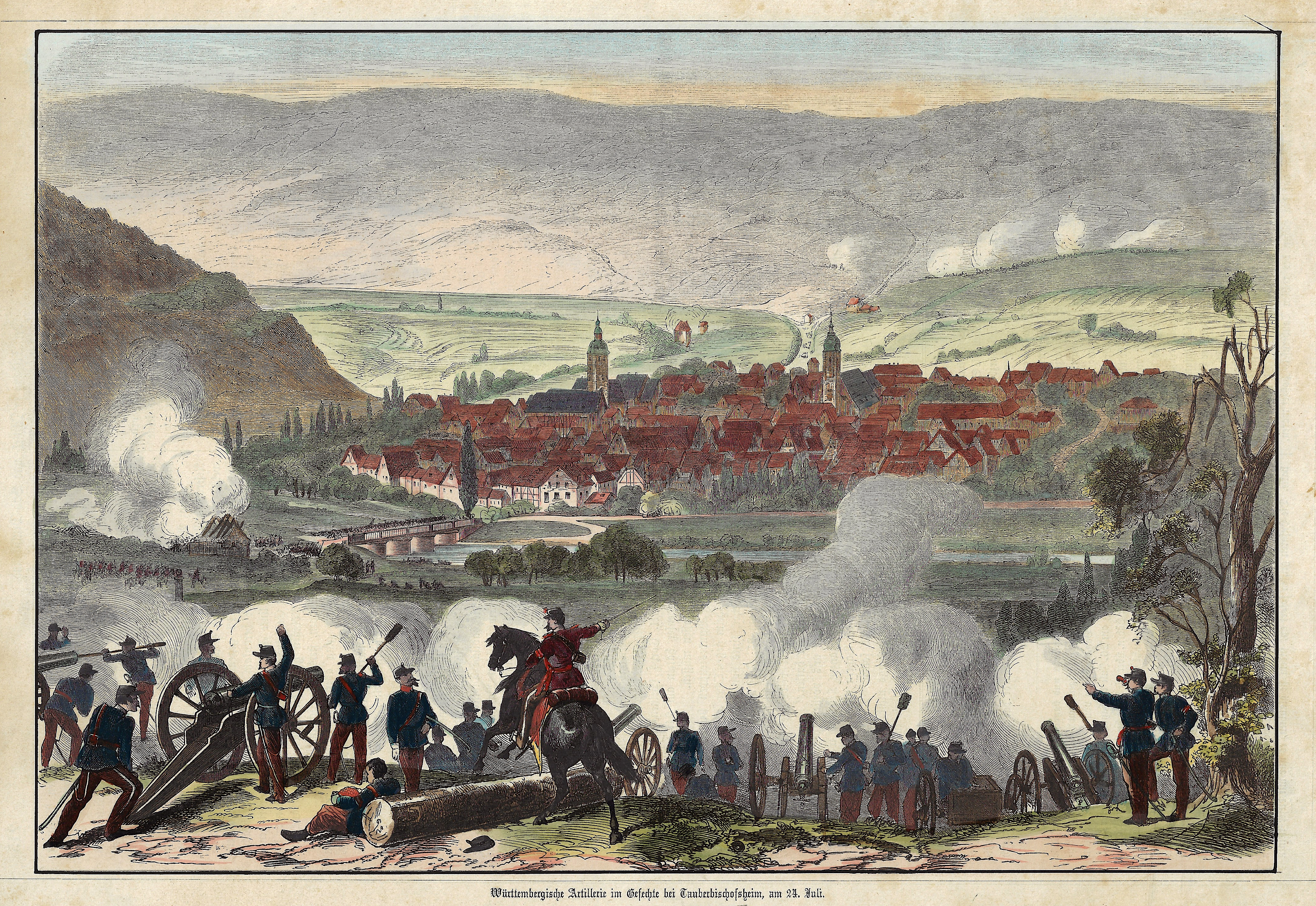 Anonymus  Württembergische Artillerie im Gefechte bei Tauberbischofsheim, am 24. Juli.