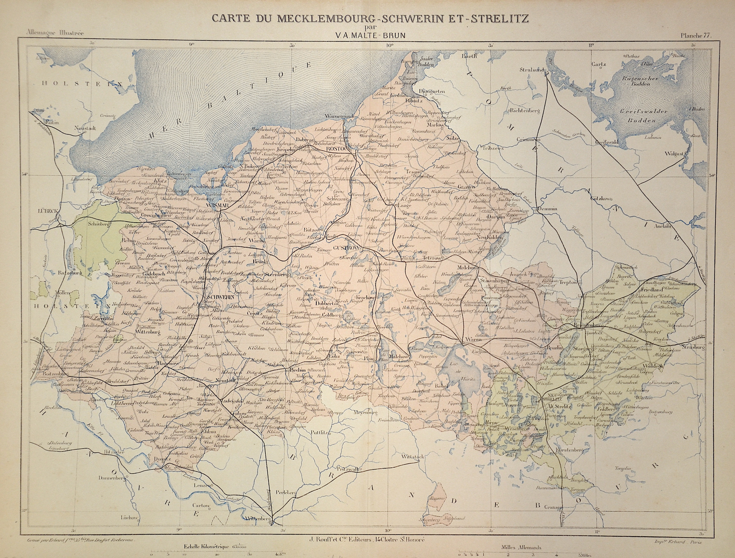 Malte-Brun  Carte du Mecklembourg-Schwerin et-Strelitz