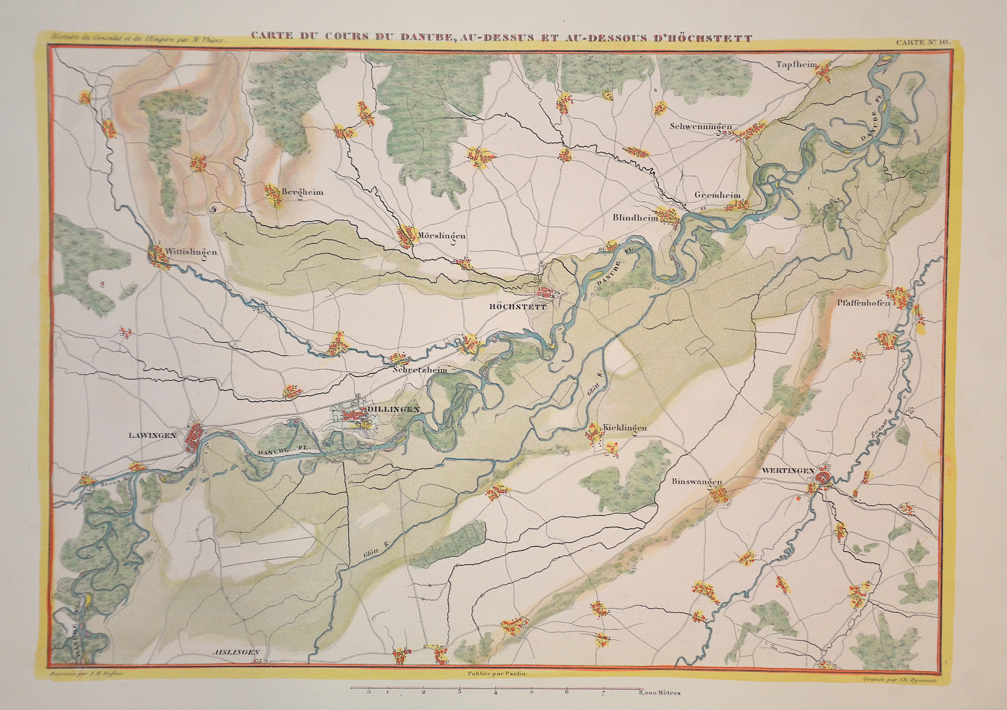 Dyonnet  Carte du Cours du Danube, audessus et au-dessus d’Höchstett