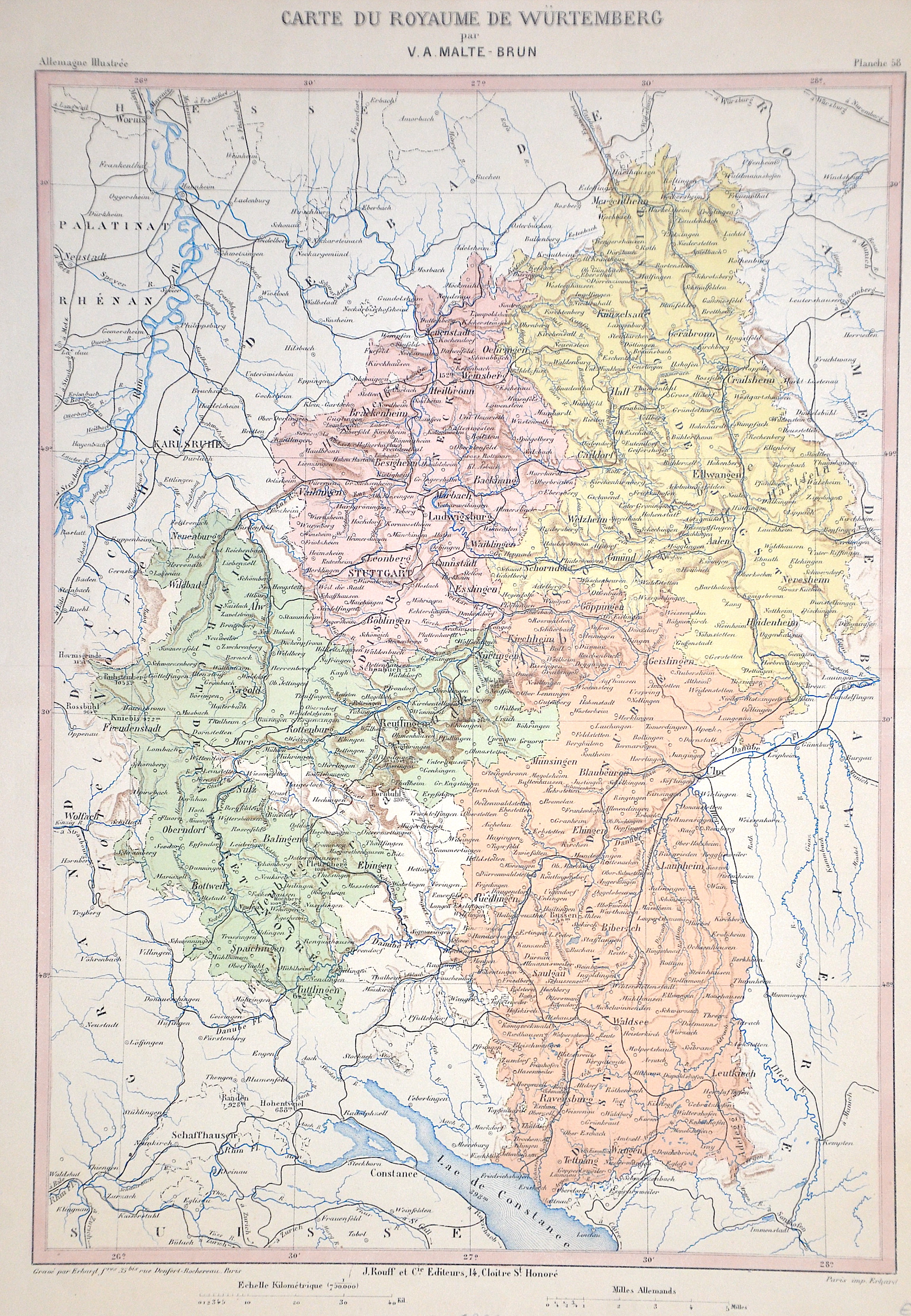 Malte-Brun  Carte du Royaume de Würtemberg par V. A. Malte-Brun