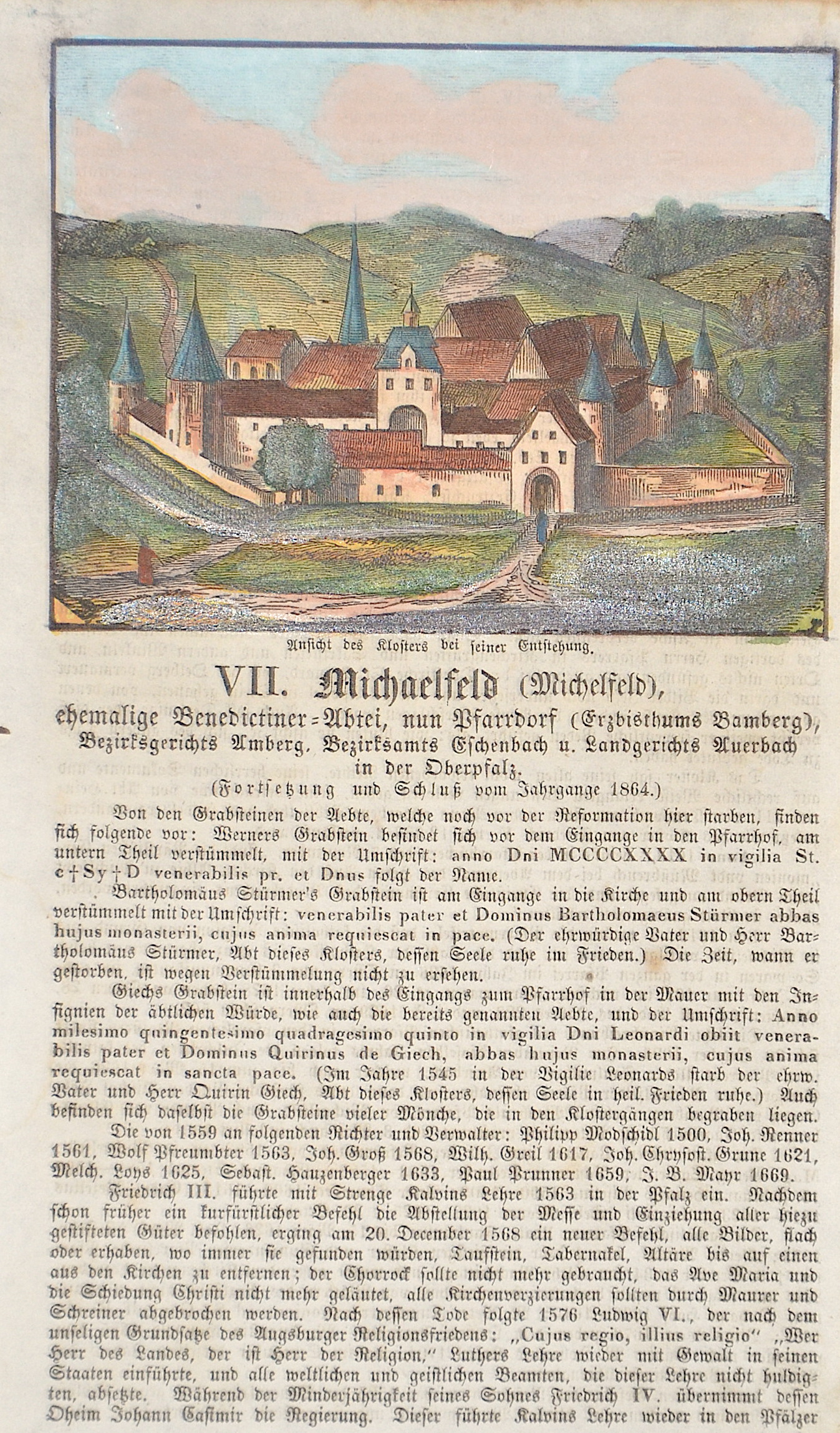 Anonymus  VII. Michaelfeld (Michelfeld) / Ansicht des Klosters bei seiner Entstehung.