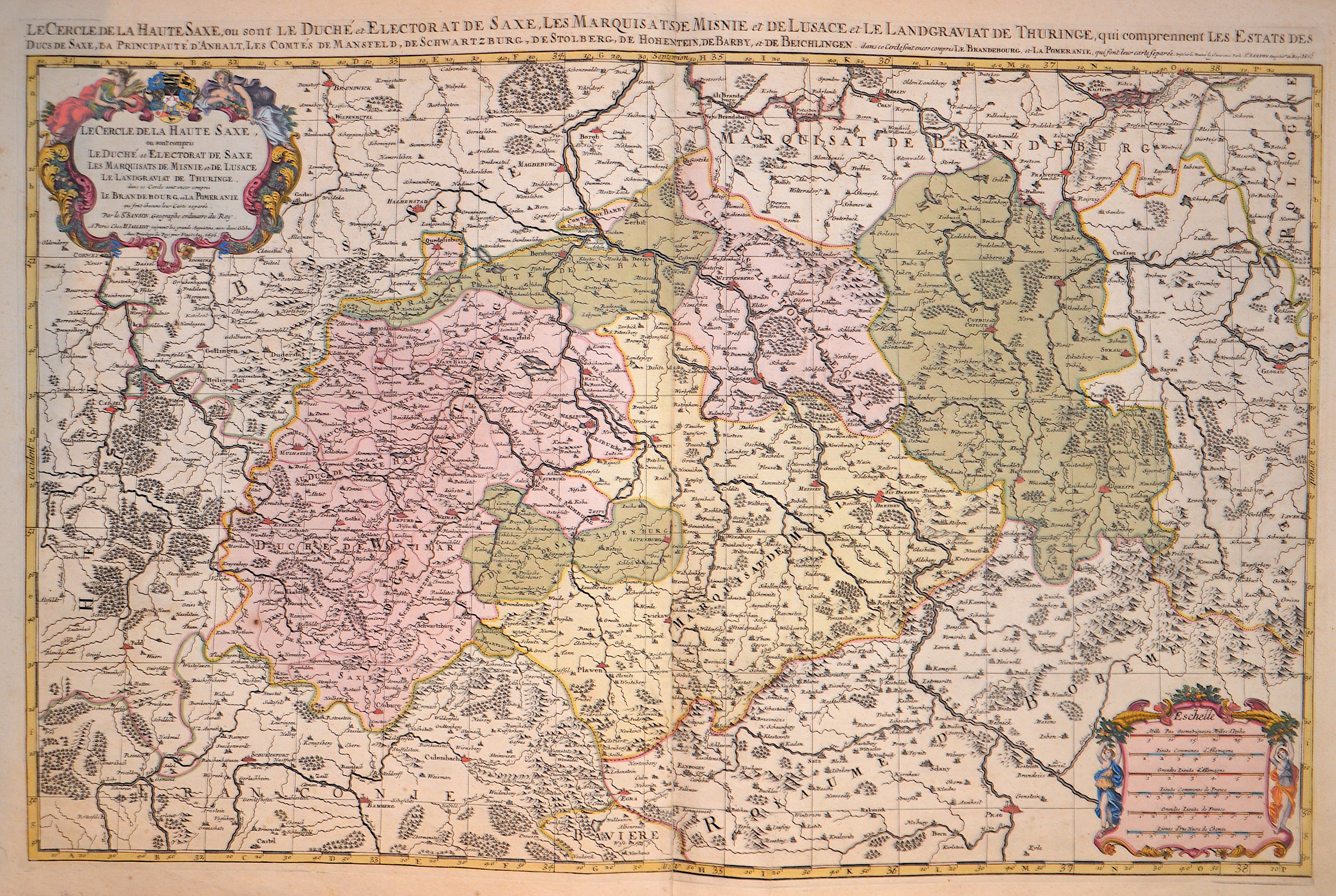 Jaillot/ Sanson Le Cercle de la Haute Saxe, ou sont Le Duche et Electorat de Saxe, les Marquisats de Misnie et  de Lusace le Landgraviat de Thuringe,..