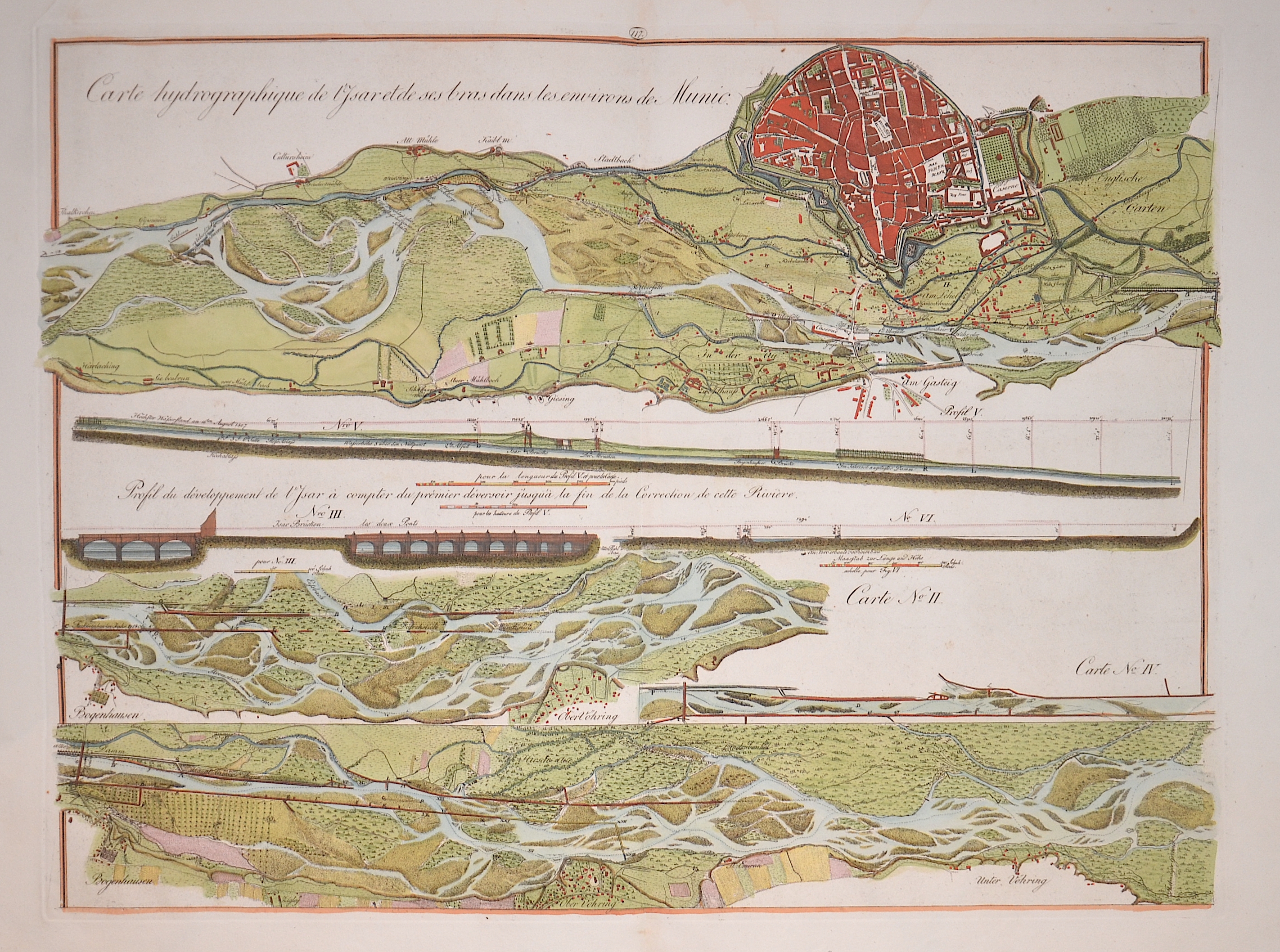 Bollinger Carte hydrographique de l’Isar et de ses bras dans les environs de Munic. / 117.