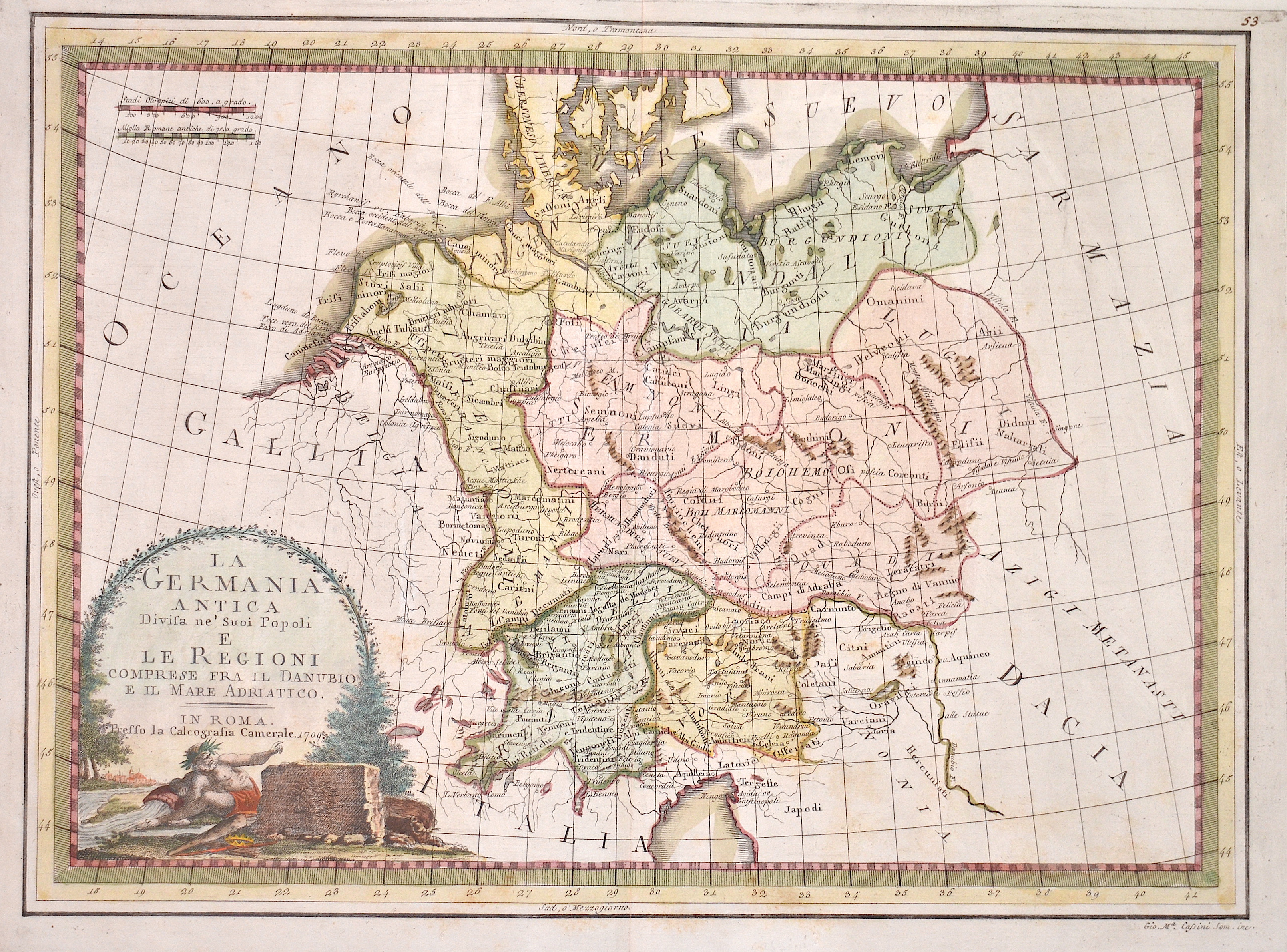Cassini  La Germania antica divisa ne´suoi popoli e le regioni…