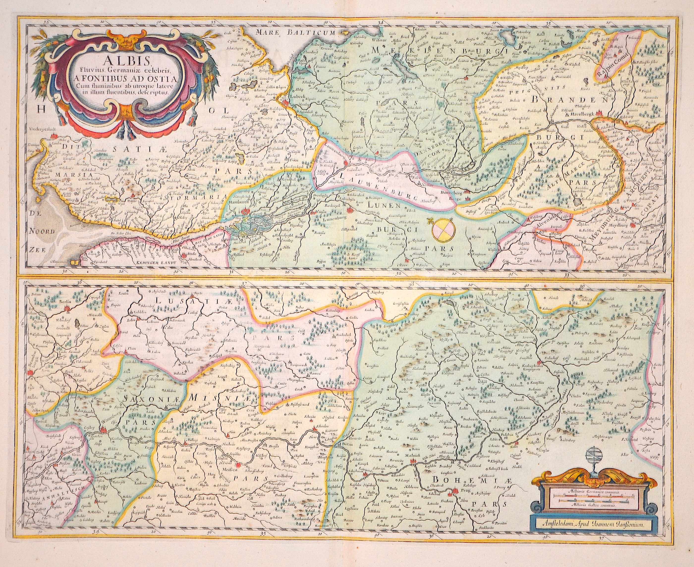 Janssonius/Mercator-Hondius, H.  Albis flubius. Germaniae celebris, a fontibus ad ostia
