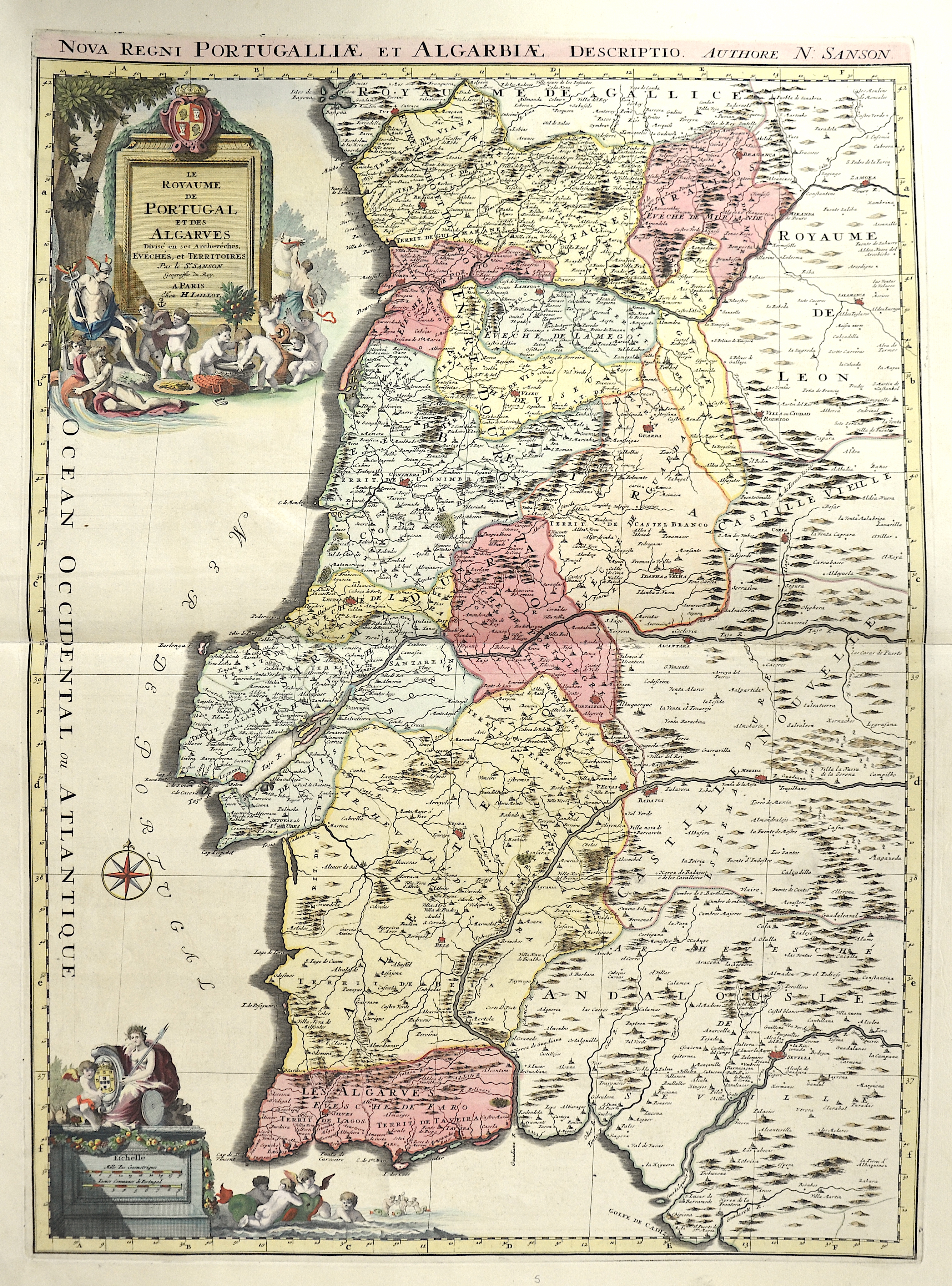 Jaillot/ Sanson Hubert/ Nicolas Le Royaume de Portugal et des Algarves…