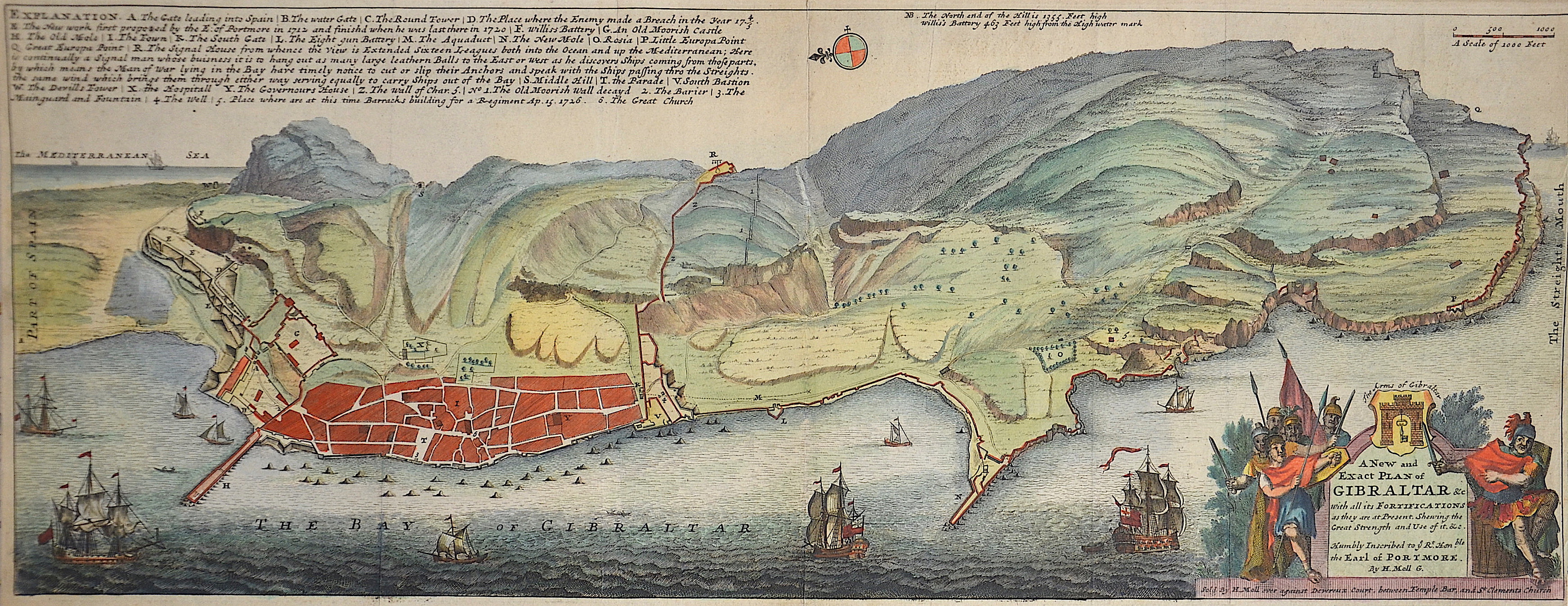 Moll Hermann A New and Exact plan of Gibraltar with all its fortifications as they are at present….
