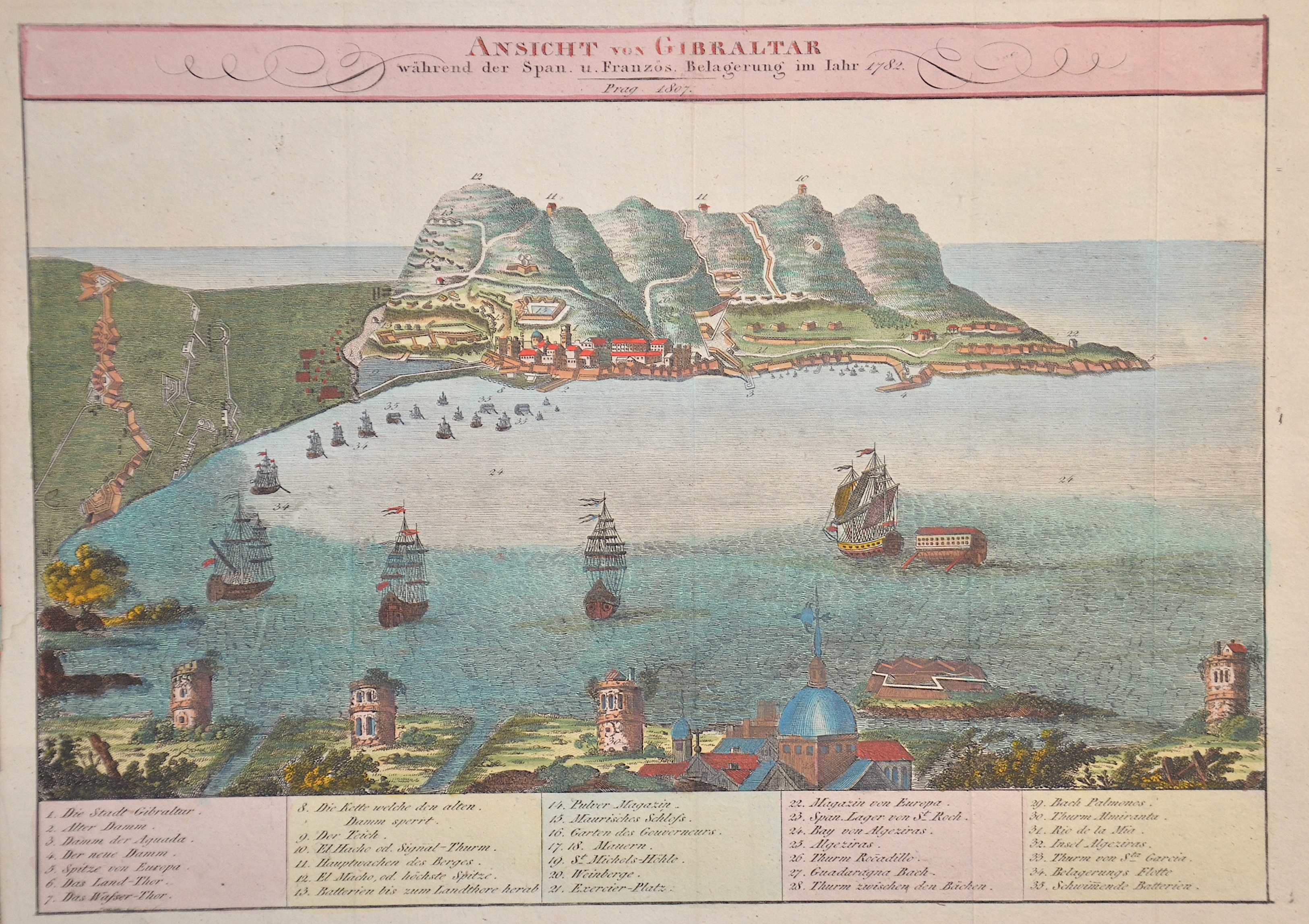 Anonymus  Ansicht von Gibraltar während der Span. U. Französ. Belagerung im Jahr 1782