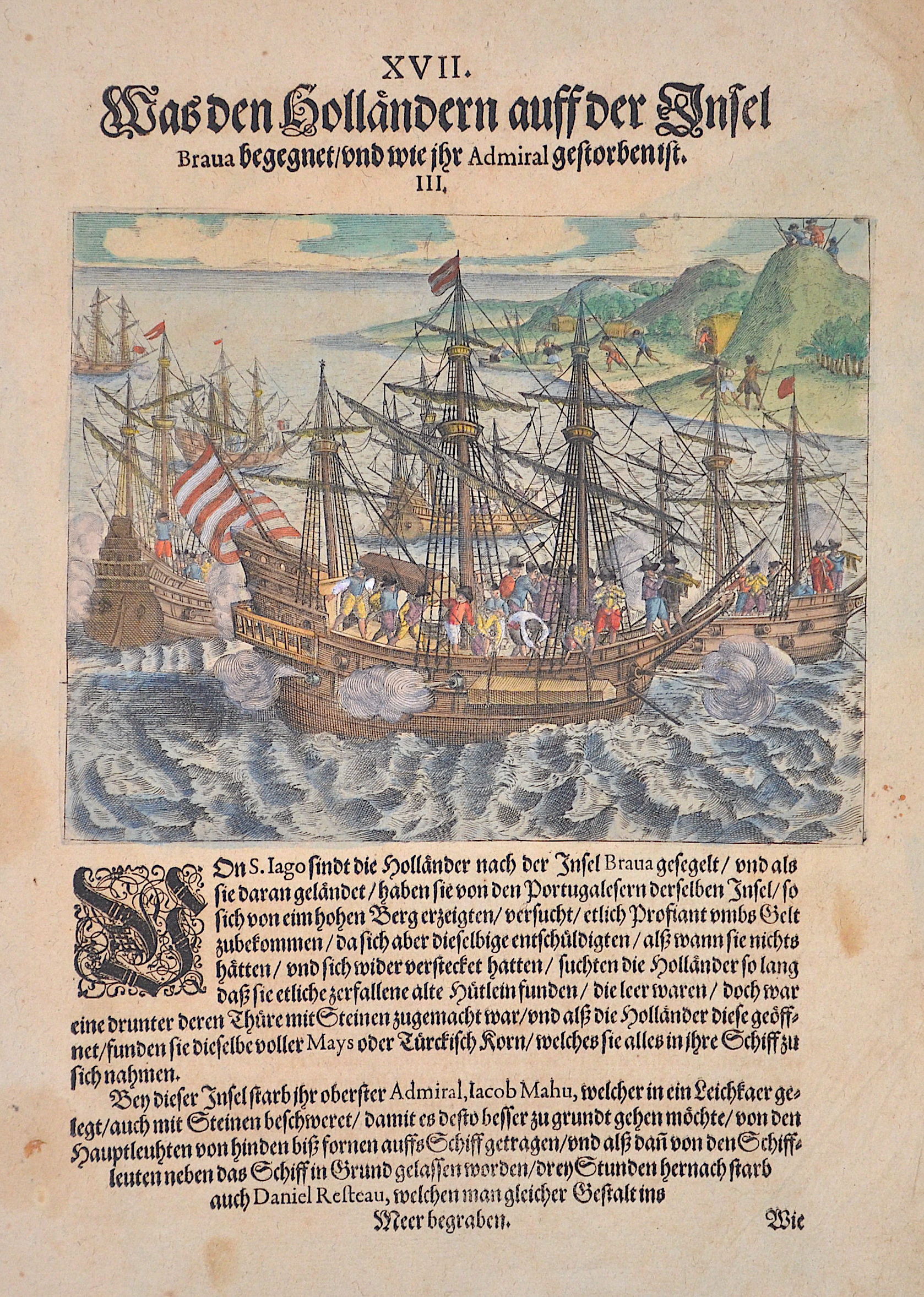 Bry, de Theodor, Dietrich Was den Holländern auff der Insel Brava begegnet/und wie ihr Admiral gestorben ist