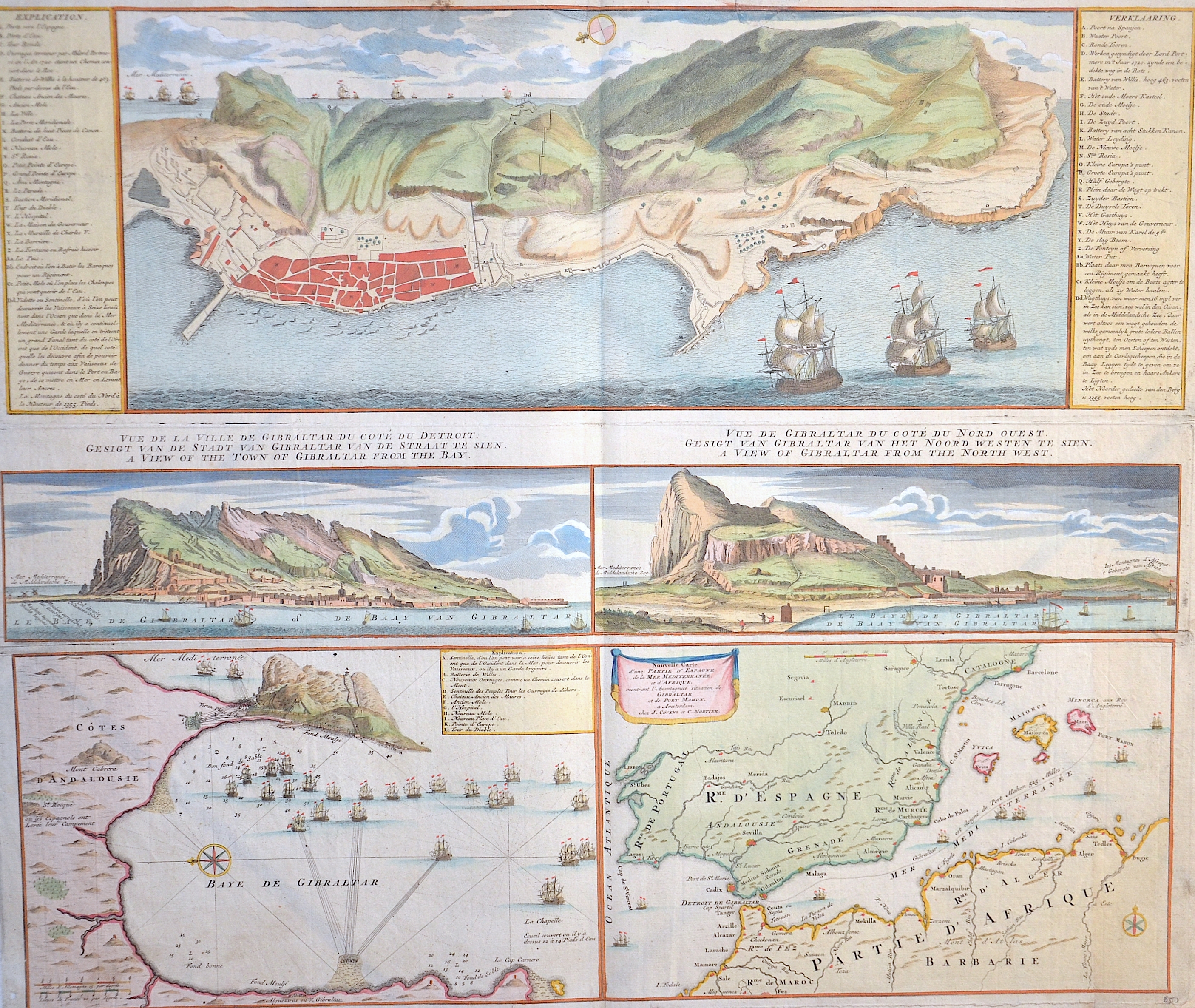 Covens/ Mortier  Nouveau Plan de Gibraltar, avec ces Fortifications & C..