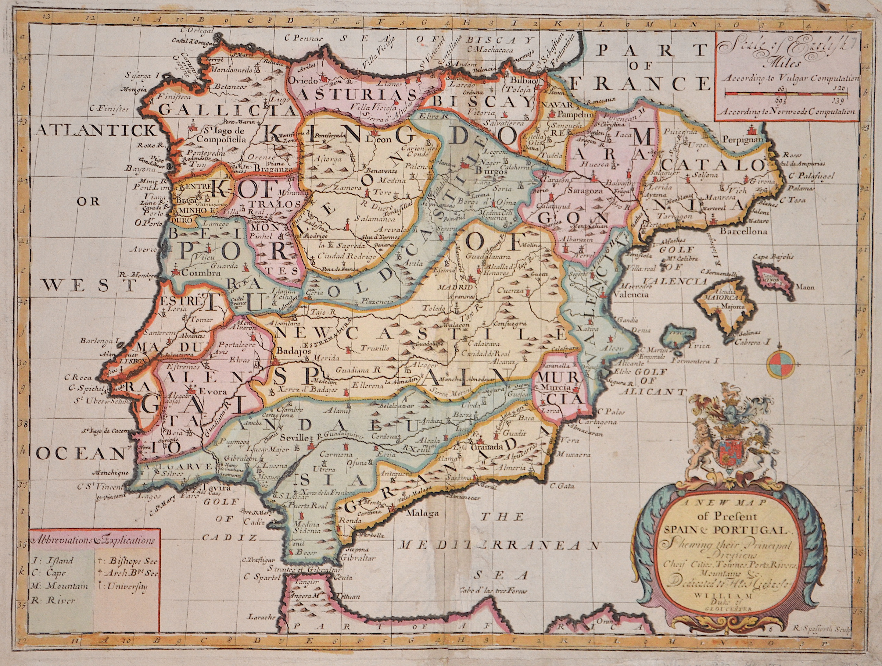 Wells Edward A New Map of Present Spain & Portugal.