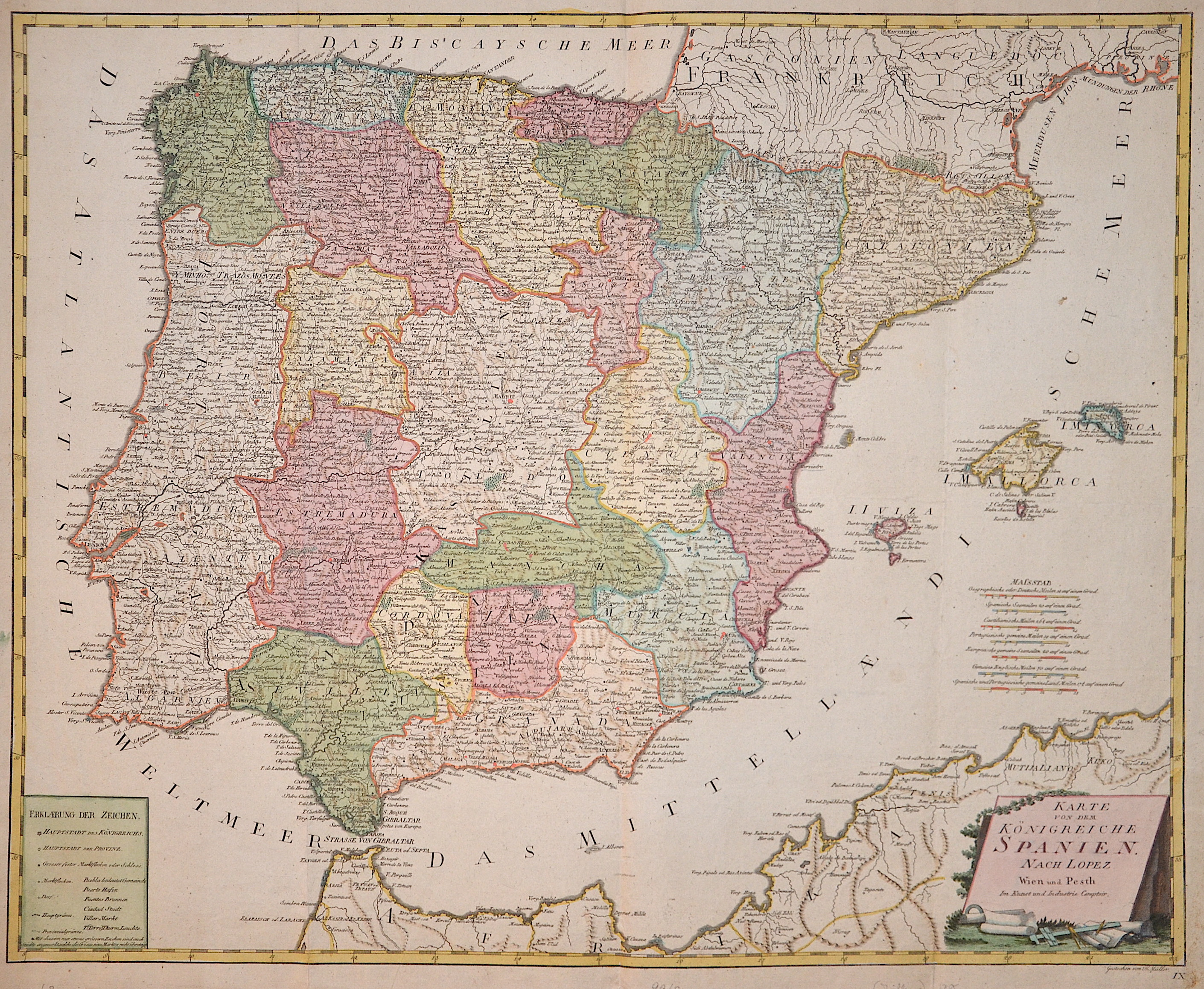 Reilly  Karte von dem Königreiche Spanien. Nach Lopez