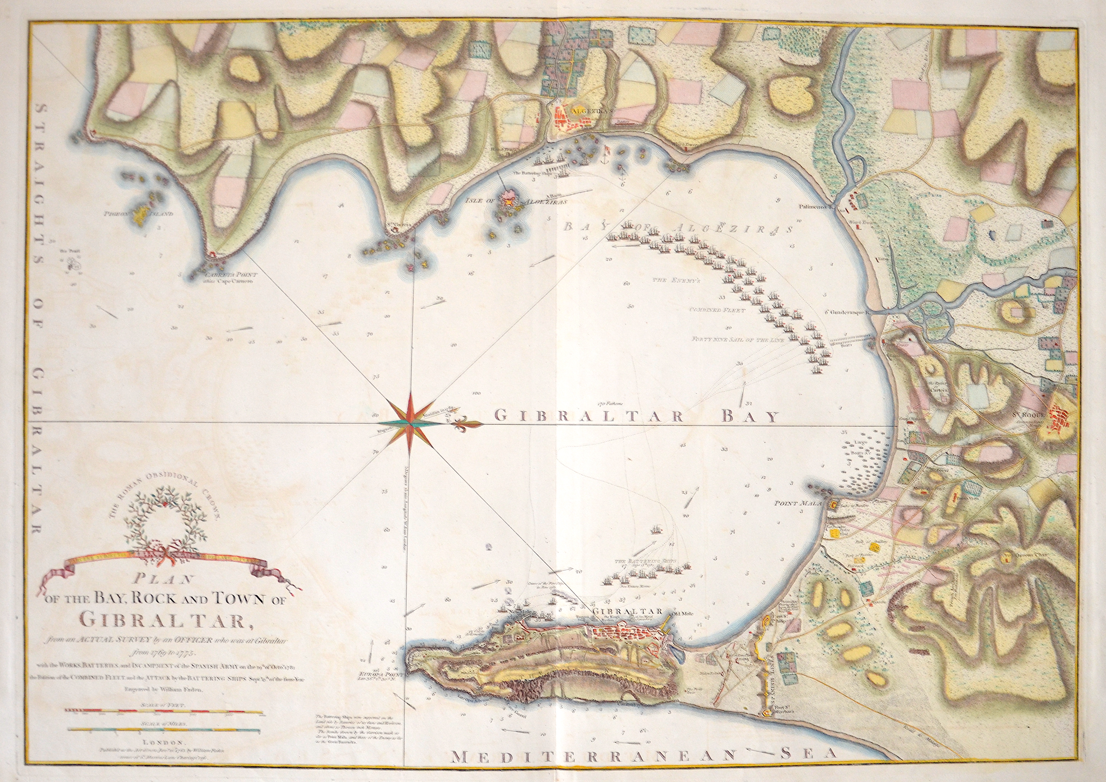 Faden William Plan of the Bay, Rock and Town of Gibraltar, from an Actual Survey by an Officer who was at Gibraltar from 1769 to 1775.