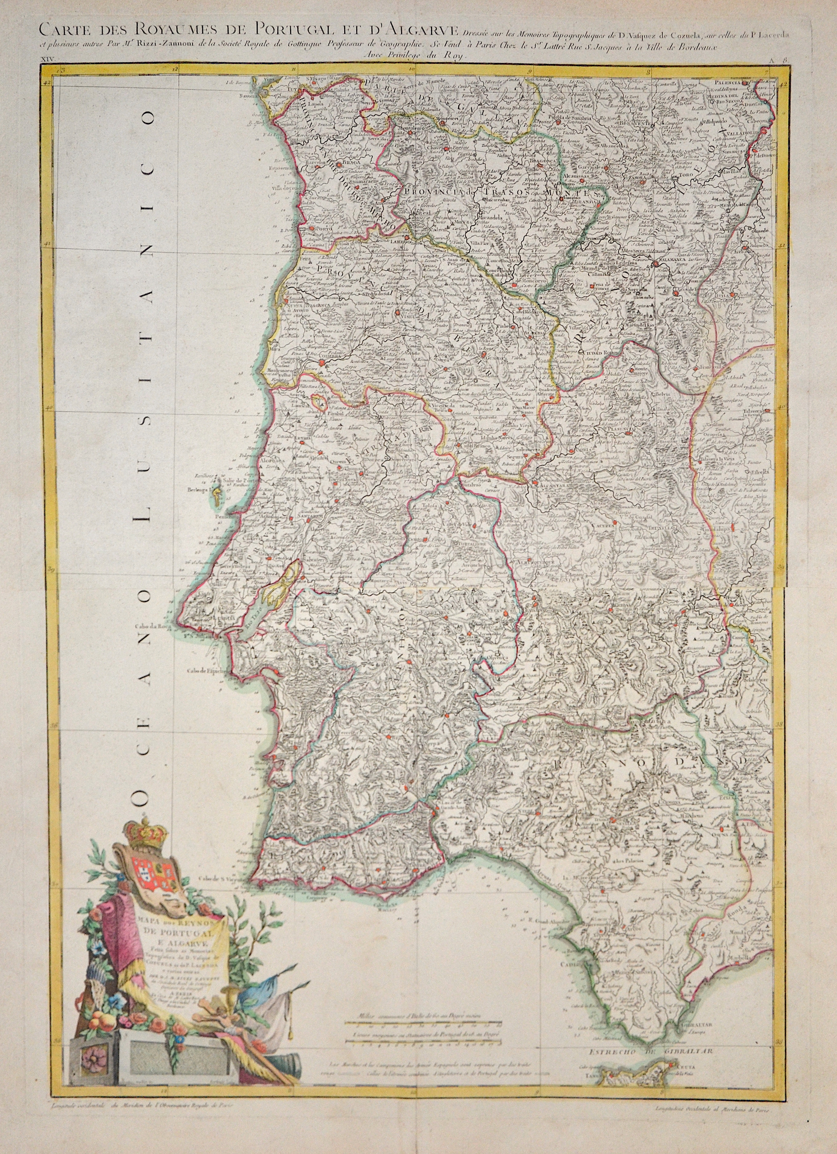 Rizzi Zannoni  Mapa dos Reynos de Portugal e Algarve