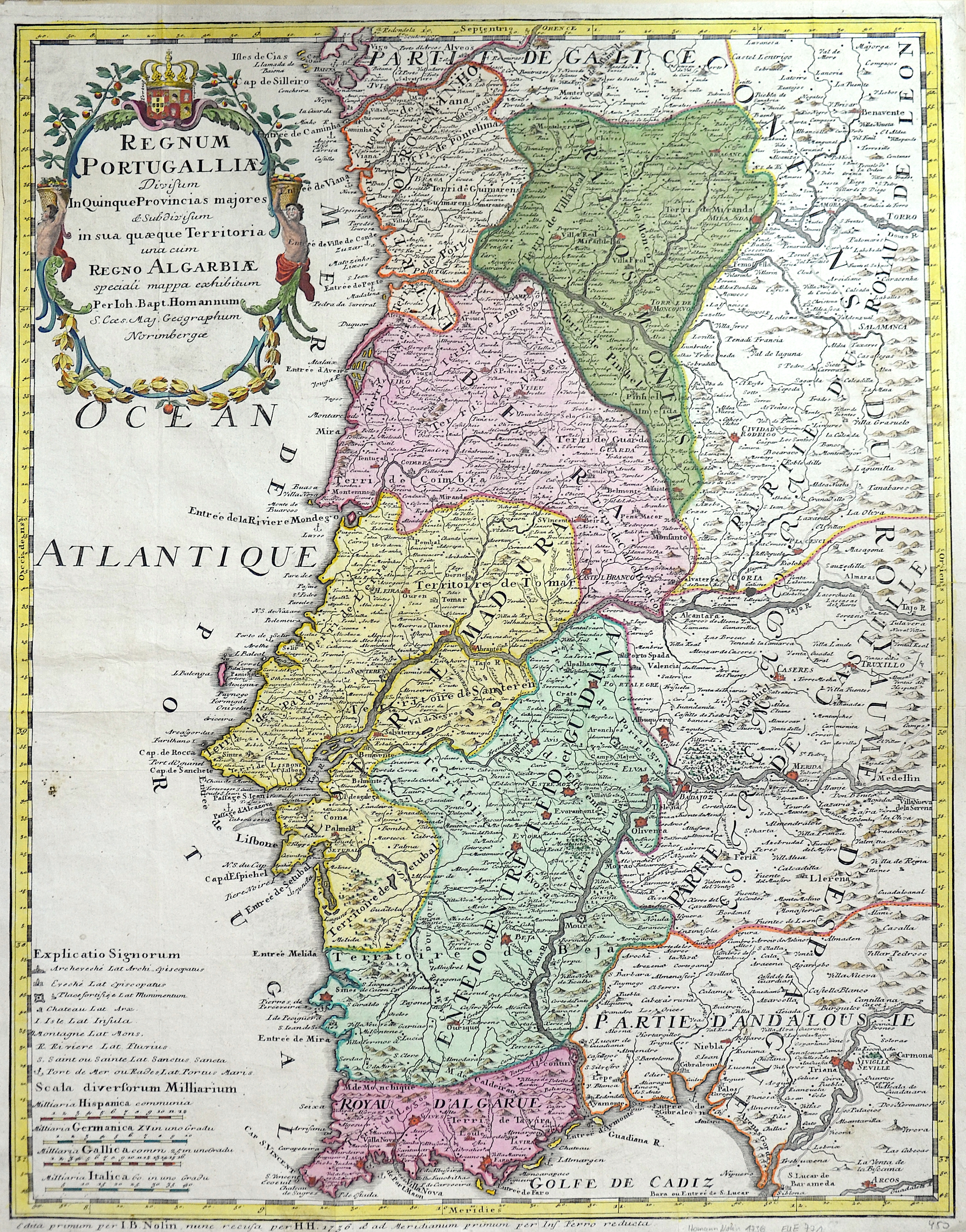 Homann Johann Babtiste Regnum Portugalliae divisum in Quinque Provincias majores…