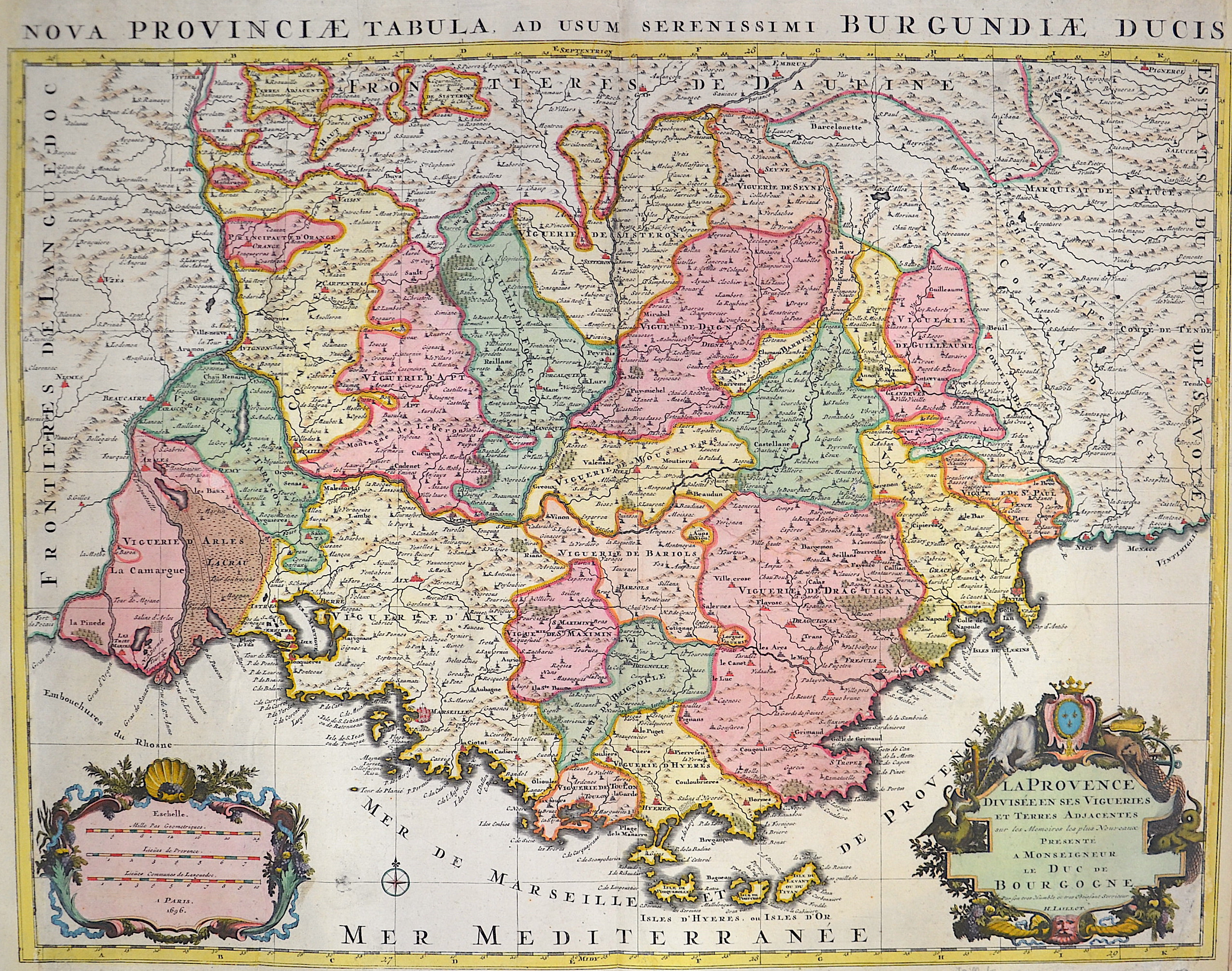 Jaillot  La Provence divisée en ses vigoeries et terres atjacentes….Duc de Burgogne