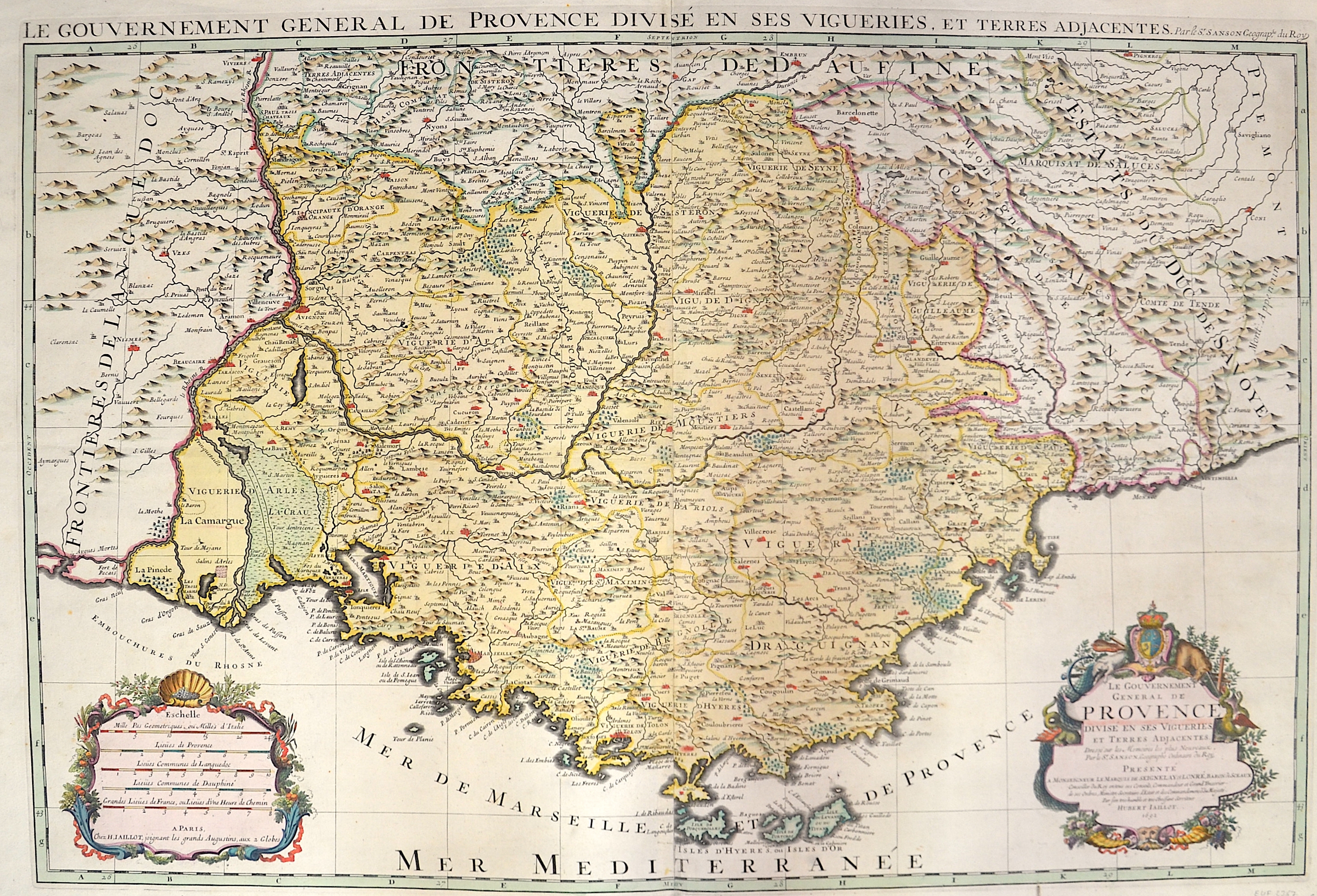 Sanson Guillaume Le gouvernement general de Provence divise en ses vigueries, et Terres adjacentes
