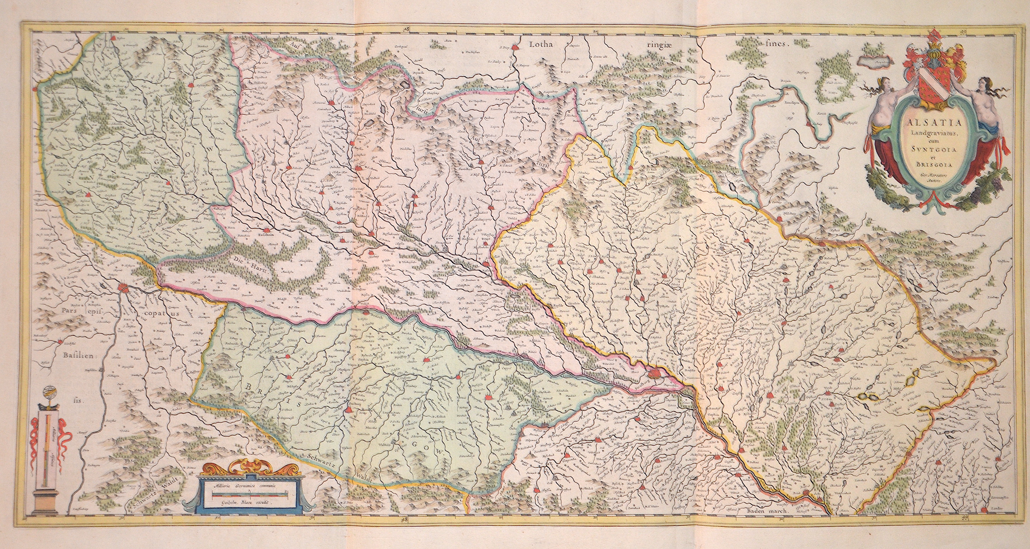 Blaeu / Mercator  Alsatia Landgraviatus, cum Suntgoia et Brisgoia Ger. Mercatore Auctore