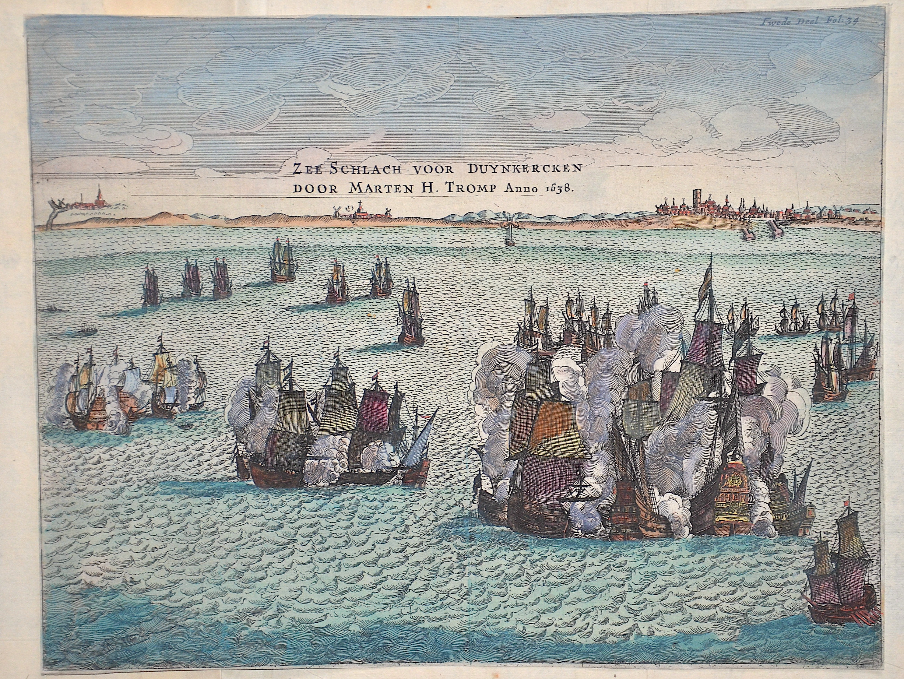 Snellaert und  Gerrit Niewenhuisen  Zee Schlach voor Duynkercken door Marten H. Tromp Anno 1638.
